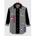 Abstract Irregular Black and White ColorBlock Pattern Printing Men's Long Sleeve Shirt