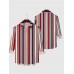 Retro Stylish Multicolor Striped Printing Men's Long Sleeve Shirt