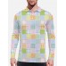 Plaid Series Lively Color Plaid Stitching Printing Men‘s Long Sleeve Polo