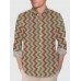 Medieval Pattern Khaki Vertical Stripes Waves Printing Men's Long Sleeve Shirt