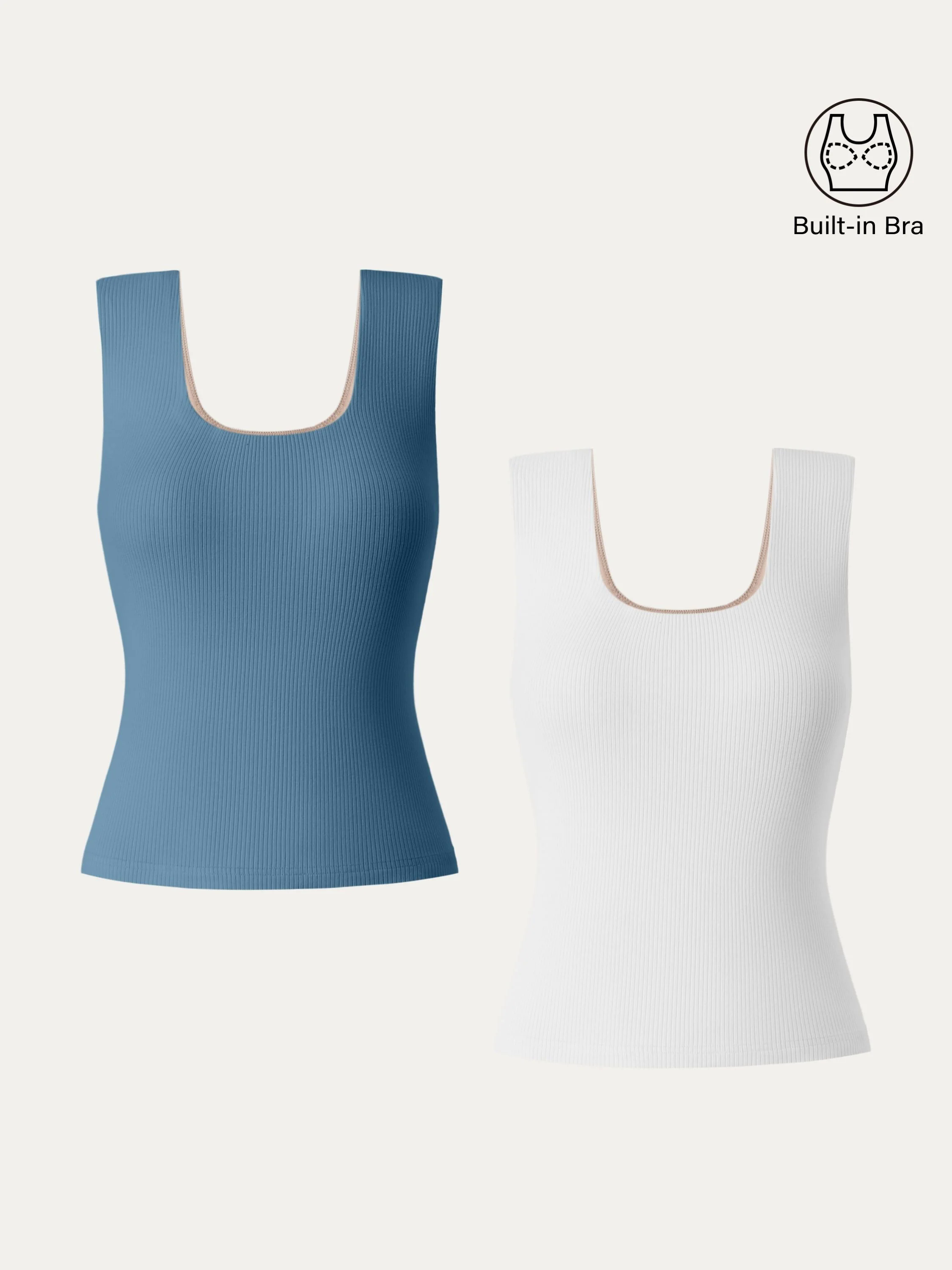 Stretch Cotton Wide Strap Ribbed Brami Tank