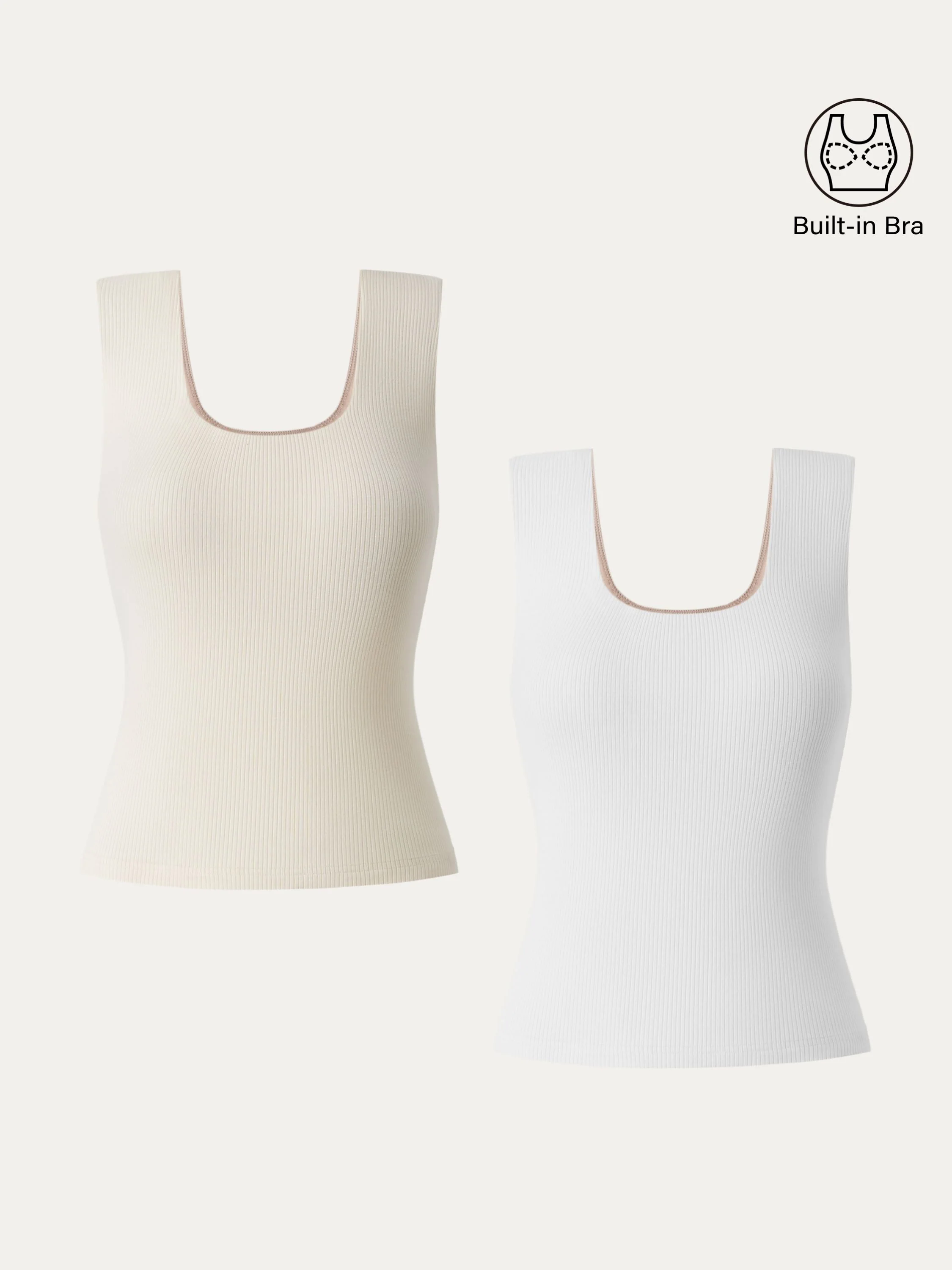 Stretch Cotton Wide Strap Ribbed Brami Tank