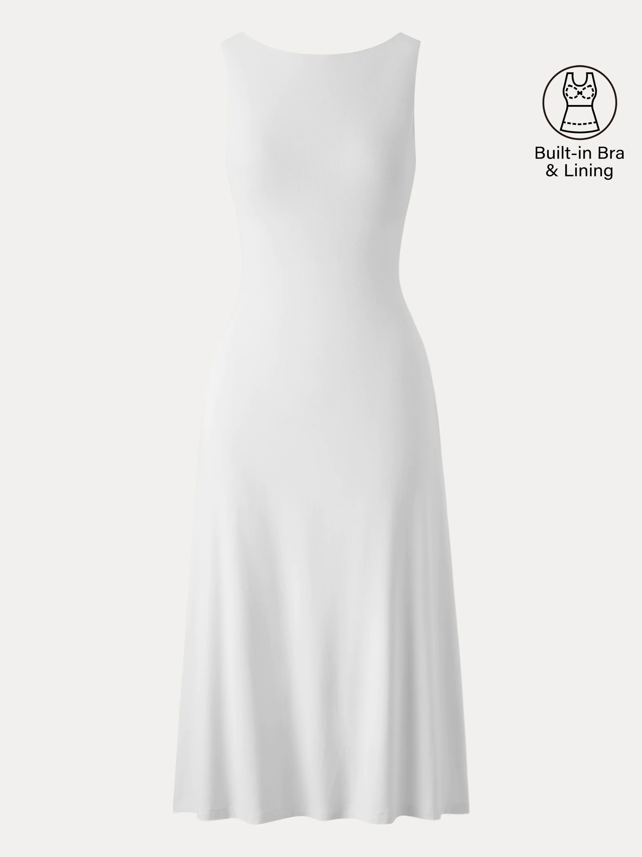 Classy Boatneck Open Back Bandless Midi Brami Dress