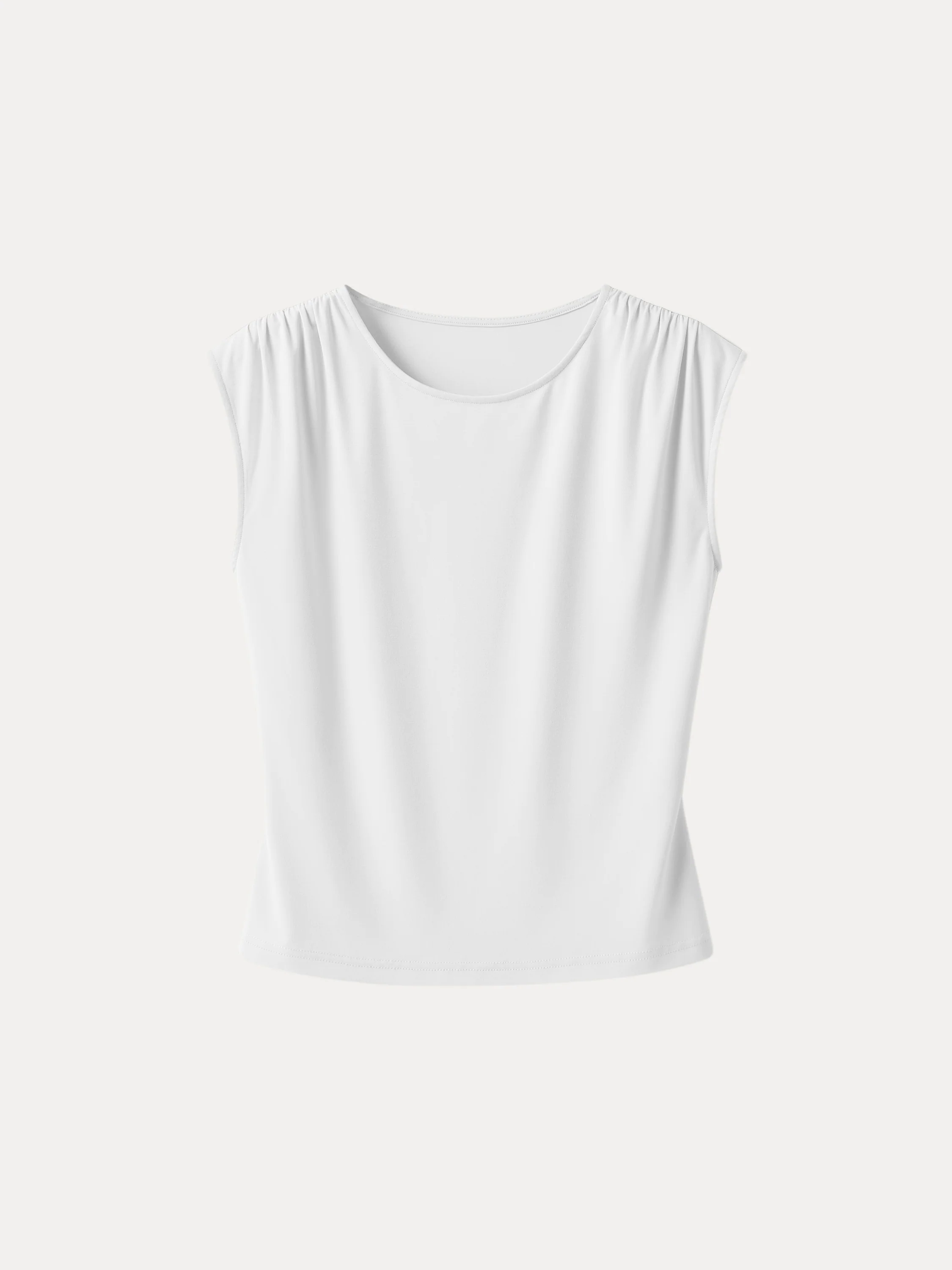 Crewneck Ruched Shoulder Muscle Tank
