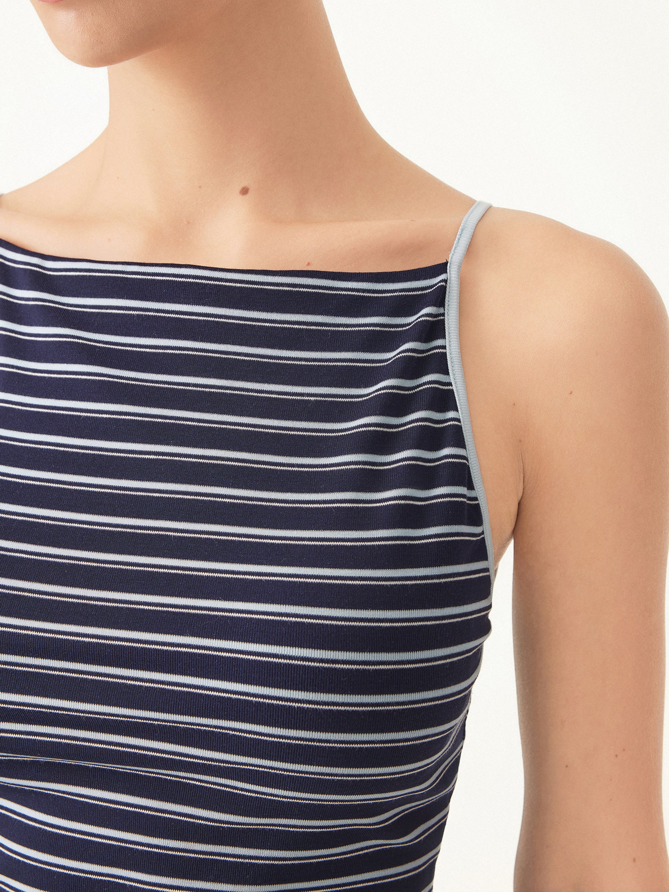 Striped Side Ruched Spaghetti New Airy Brami