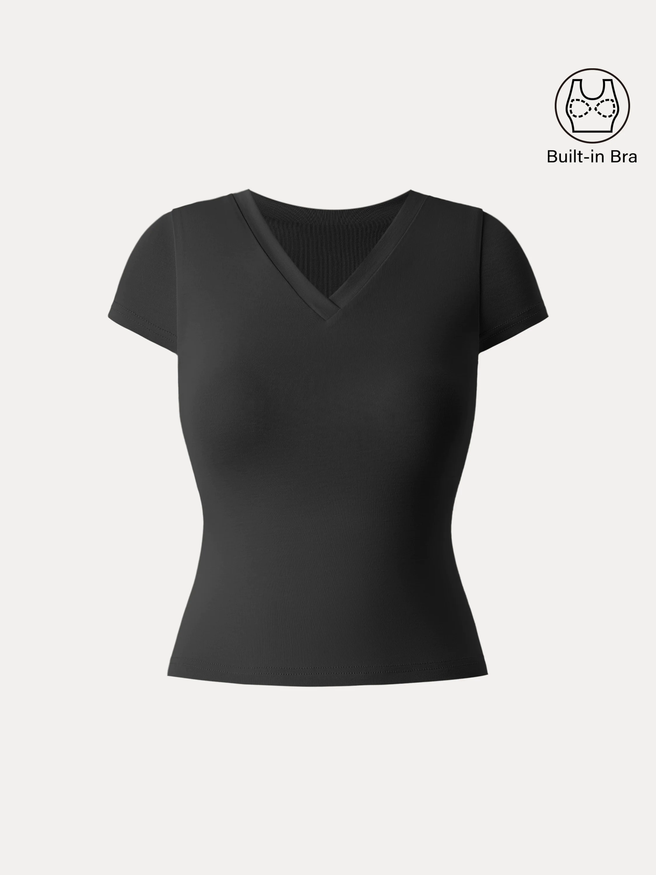 Sandwashed V-neck Short Sleeve Brami