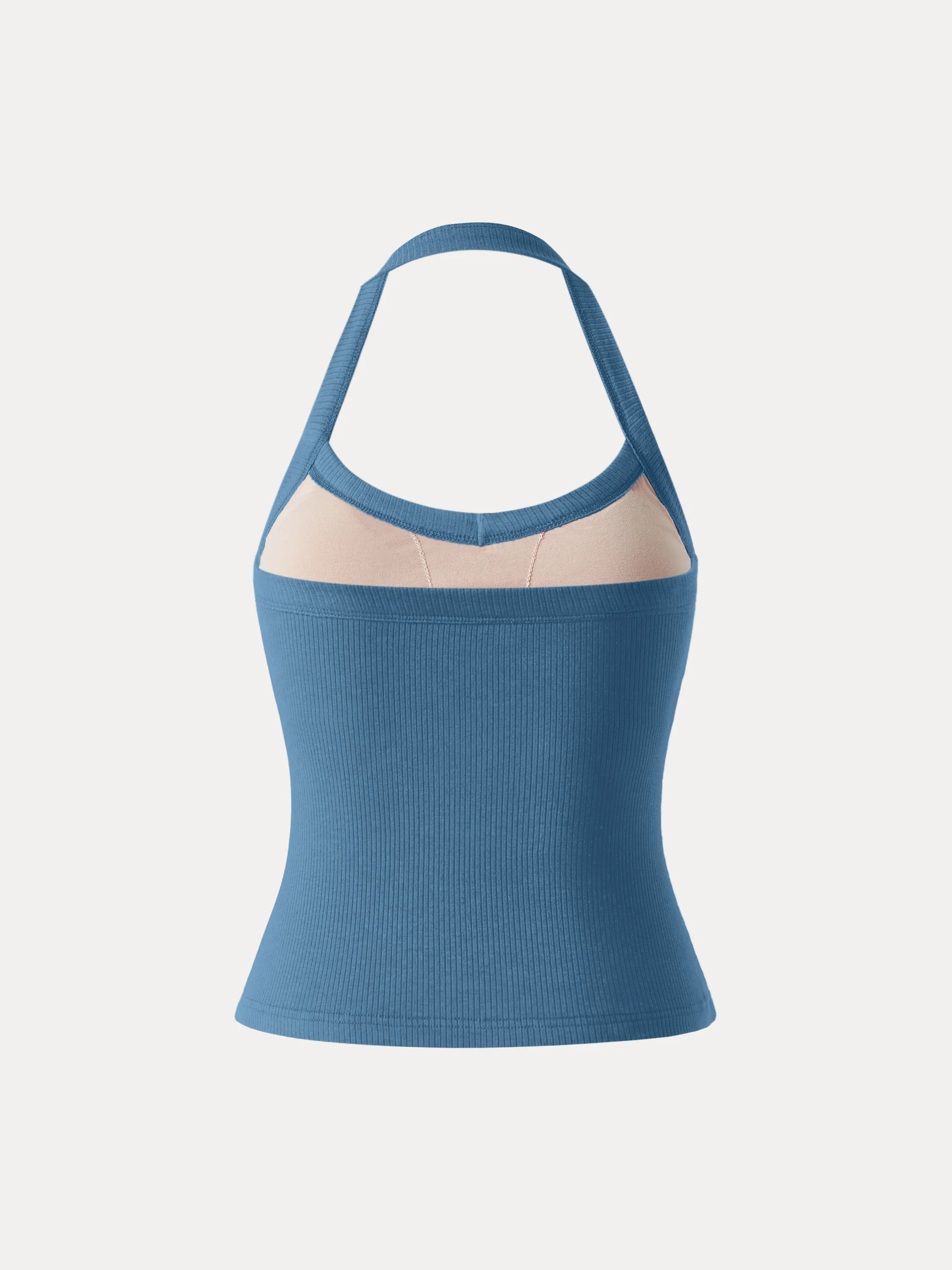Halter Neck Side Ruched Ribbed Brami Tank