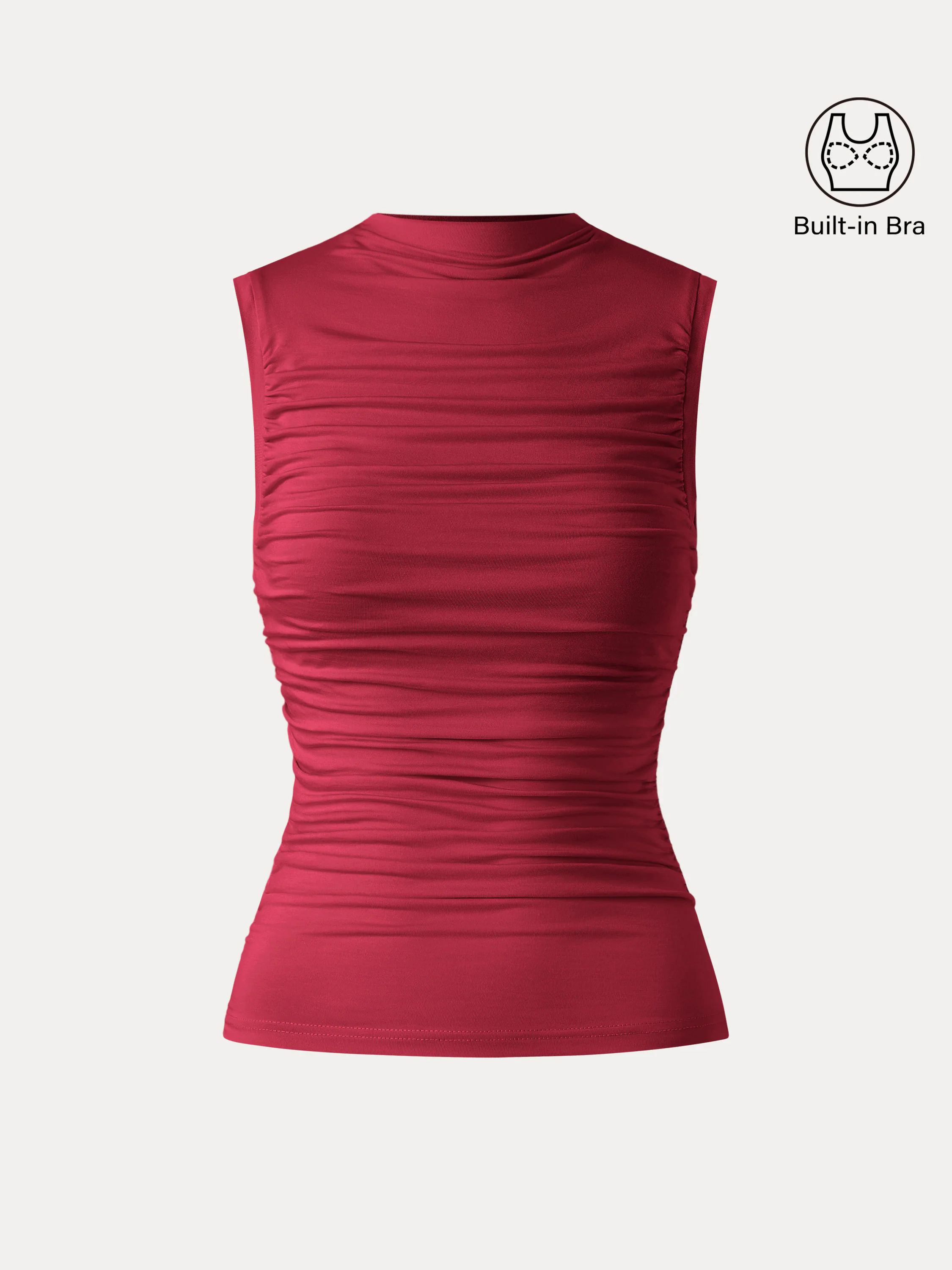 Mockneck Side Gathered Cut-out Brami Tank