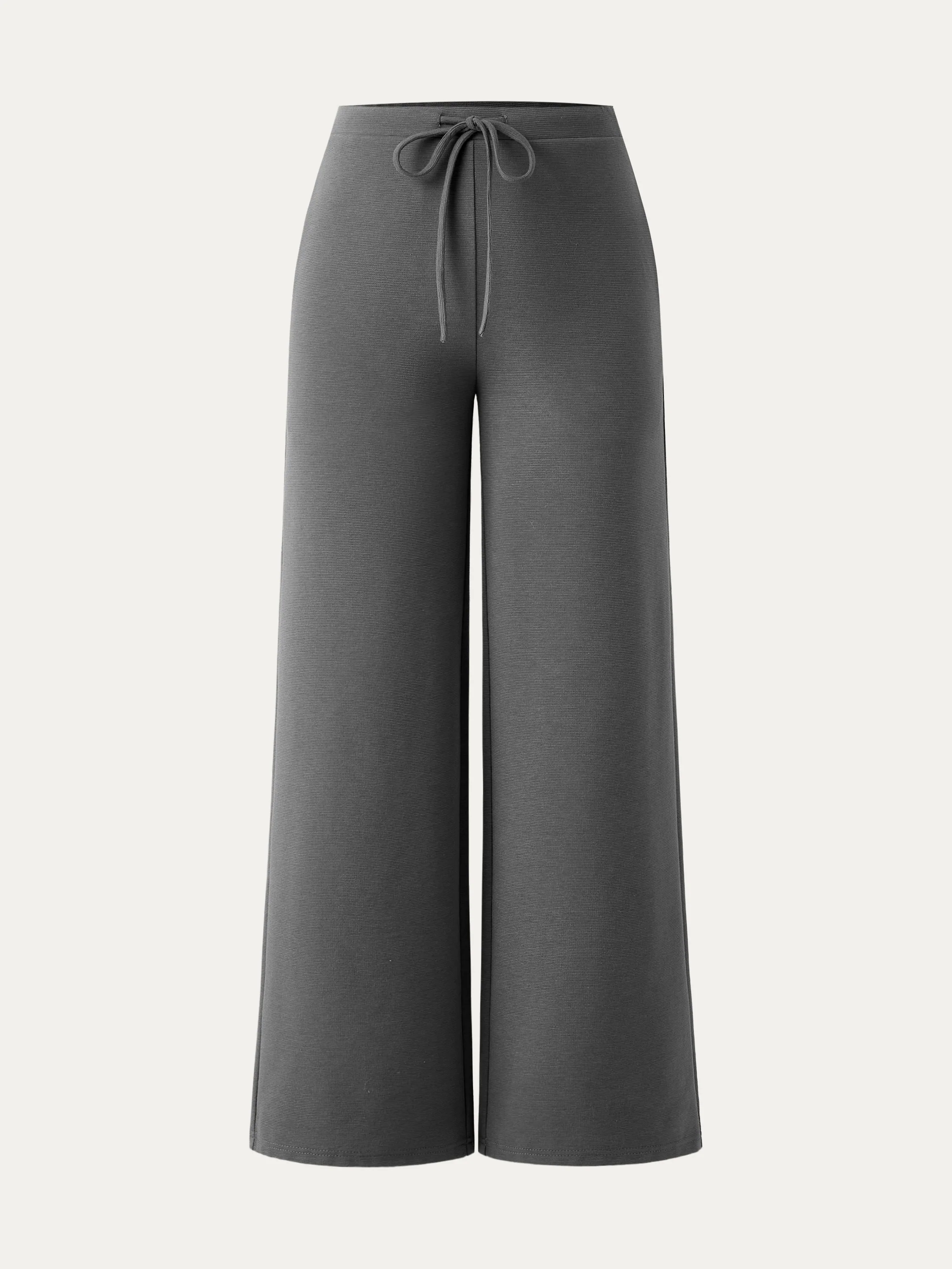 Mid Rise Drawstring Wide Leg Pant with Pockets
