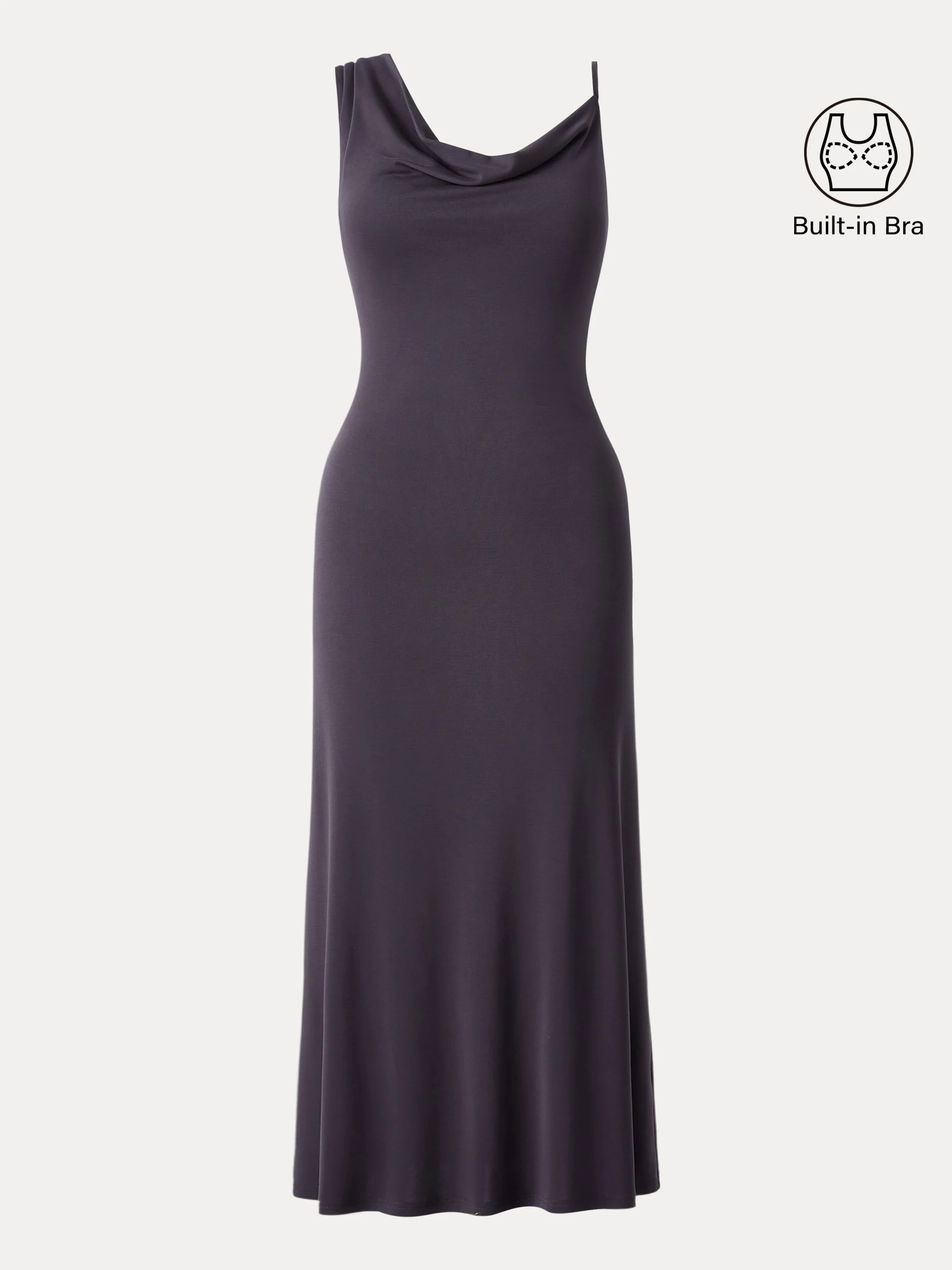 Sandwashed Asymmetrical Cowl Midi Brami Dress