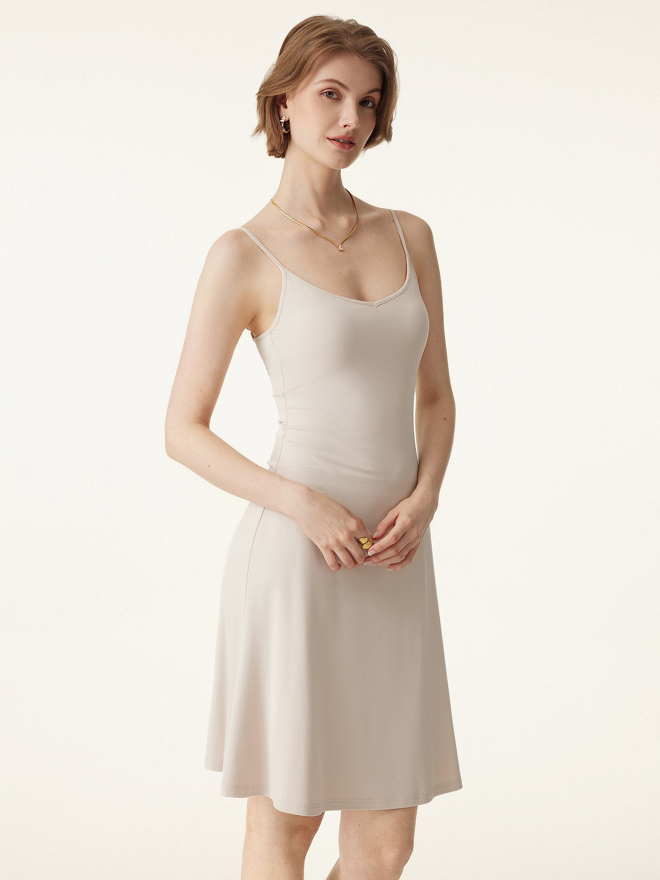 Easy V-neck Spaghetti Mini Brami Sundress