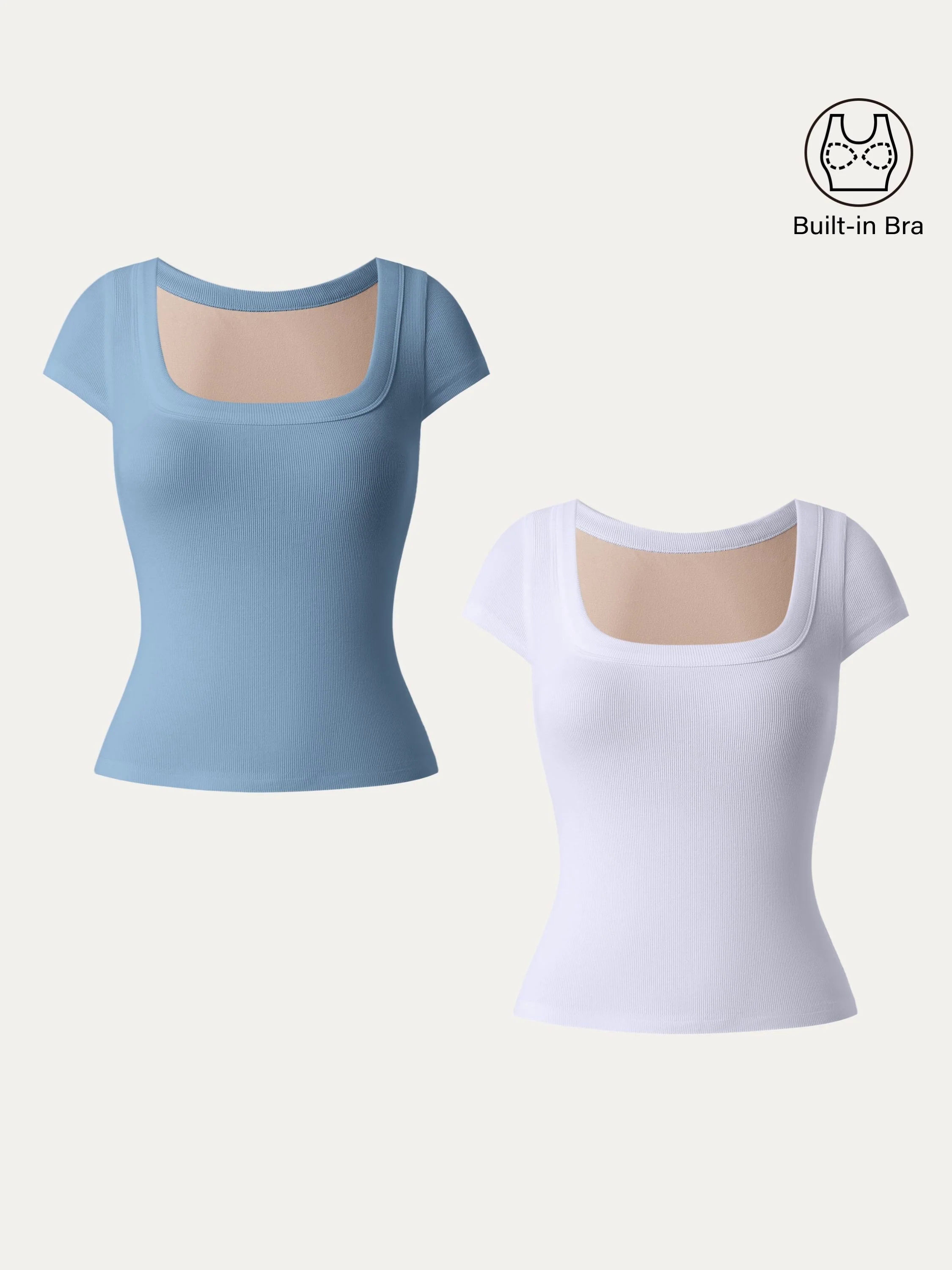 Stretch Cotton Square Neck Cap Sleeve Brami