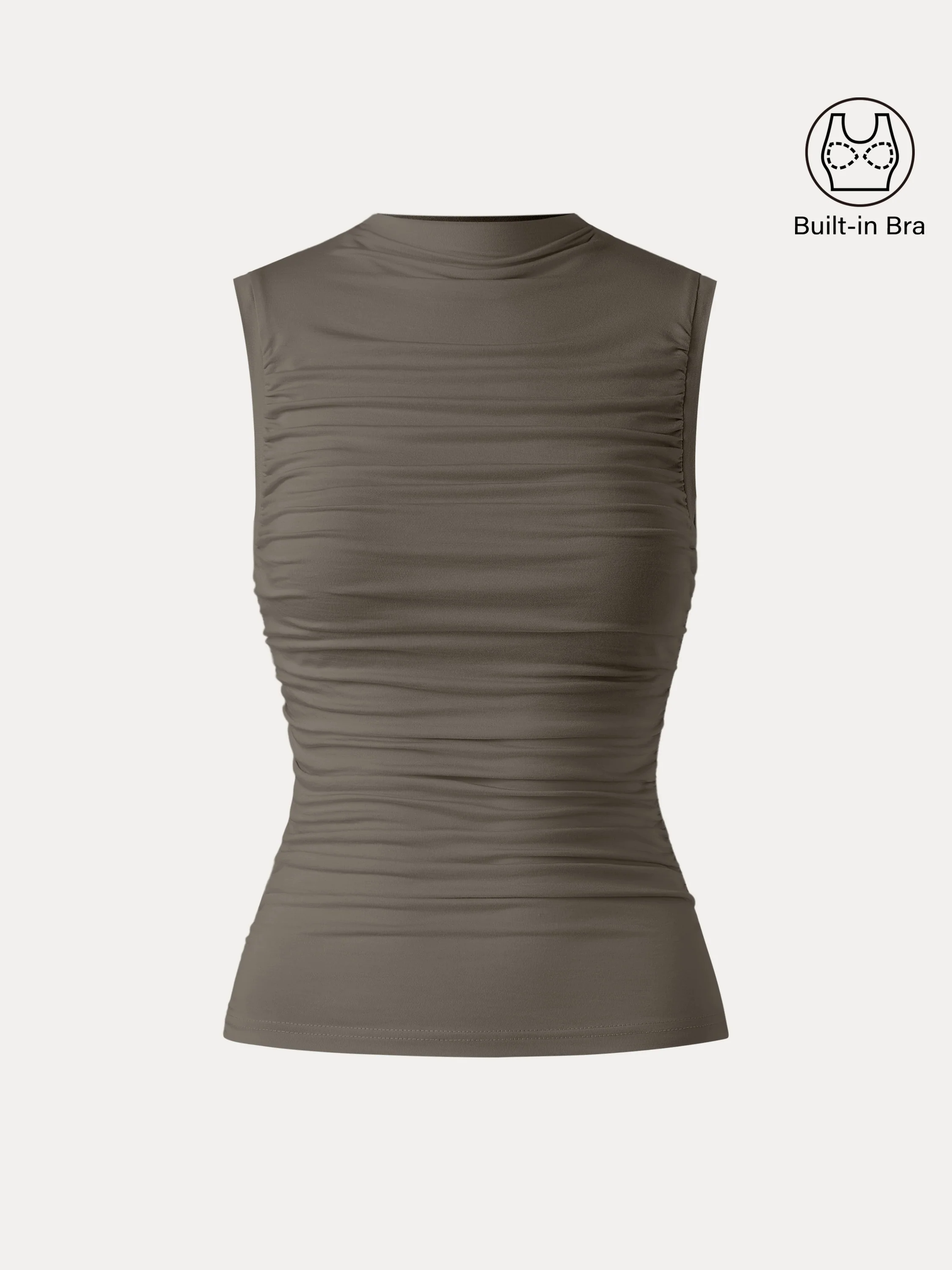 Mockneck Side Gathered Cut-out Brami Tank
