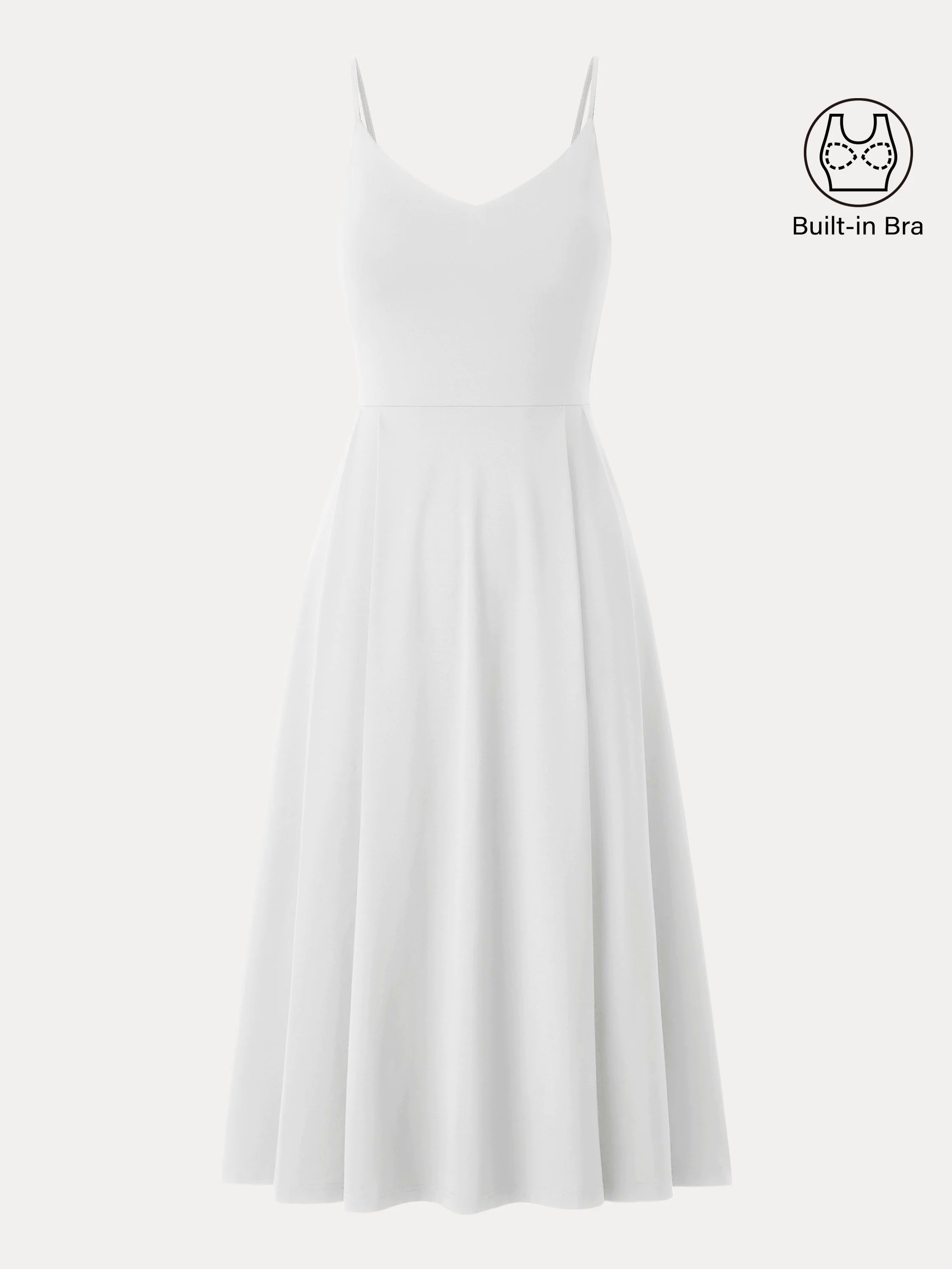 Bamboo Ponte V-neck Fit-and-flare Midi Brami Sundress with Pockets Bamboo Ponte V-neck Fit-and-flare Midi Brami Sundress with Pockets