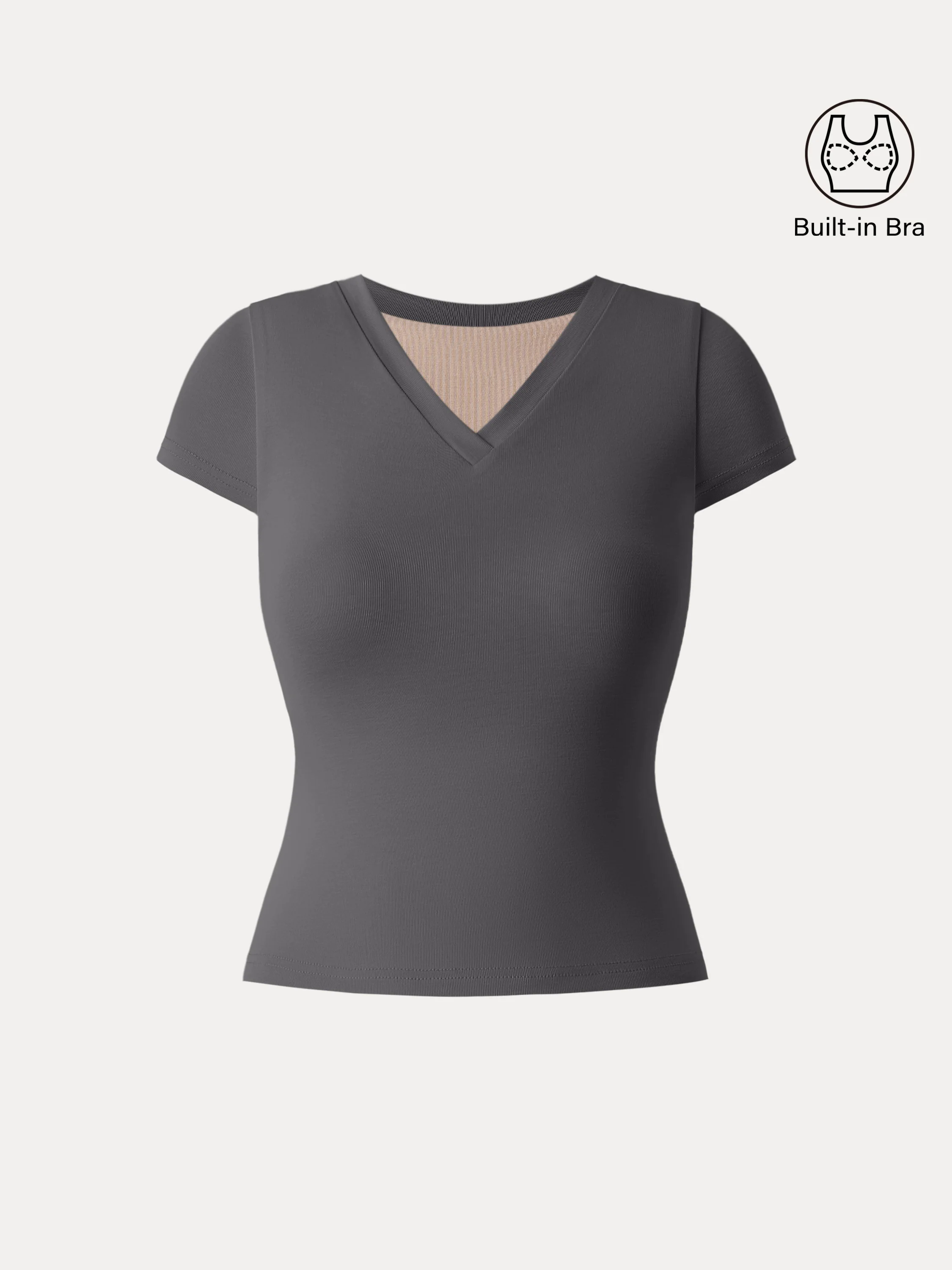 Sandwashed V-neck Short Sleeve Brami