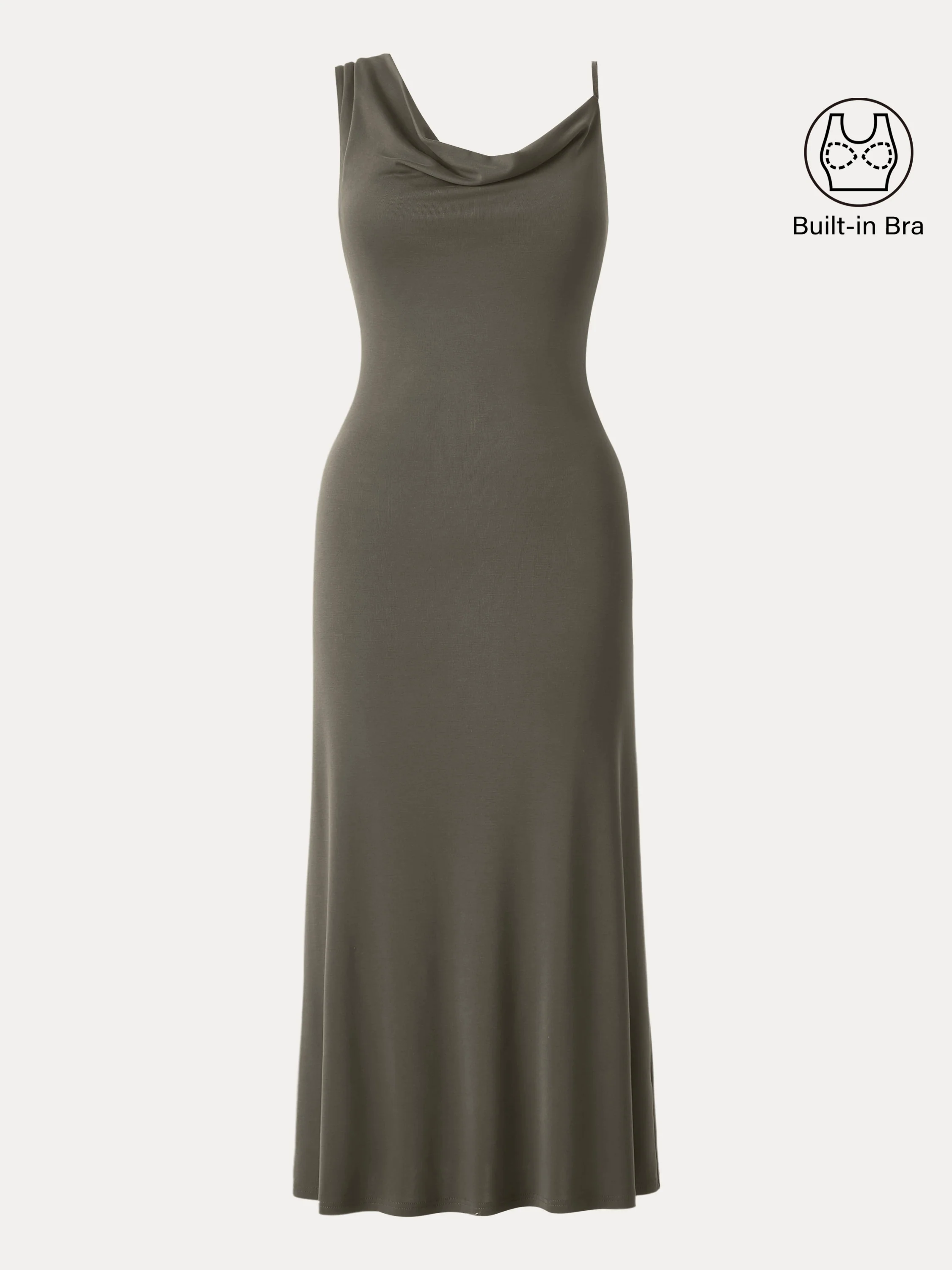 Sandwashed Asymmetrical Cowl Midi Brami Dress