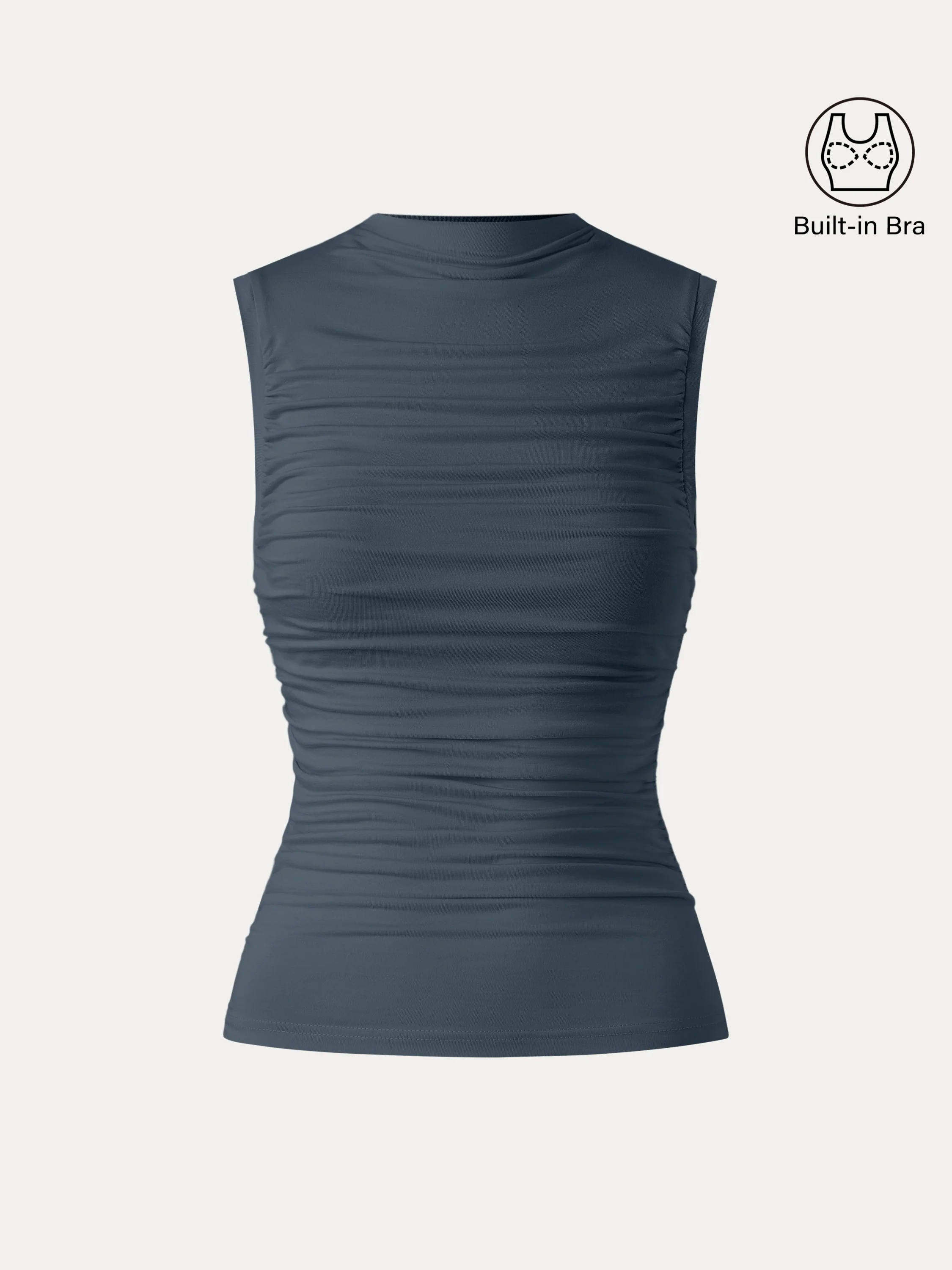 Mockneck Side Gathered Cut-out Brami Tank