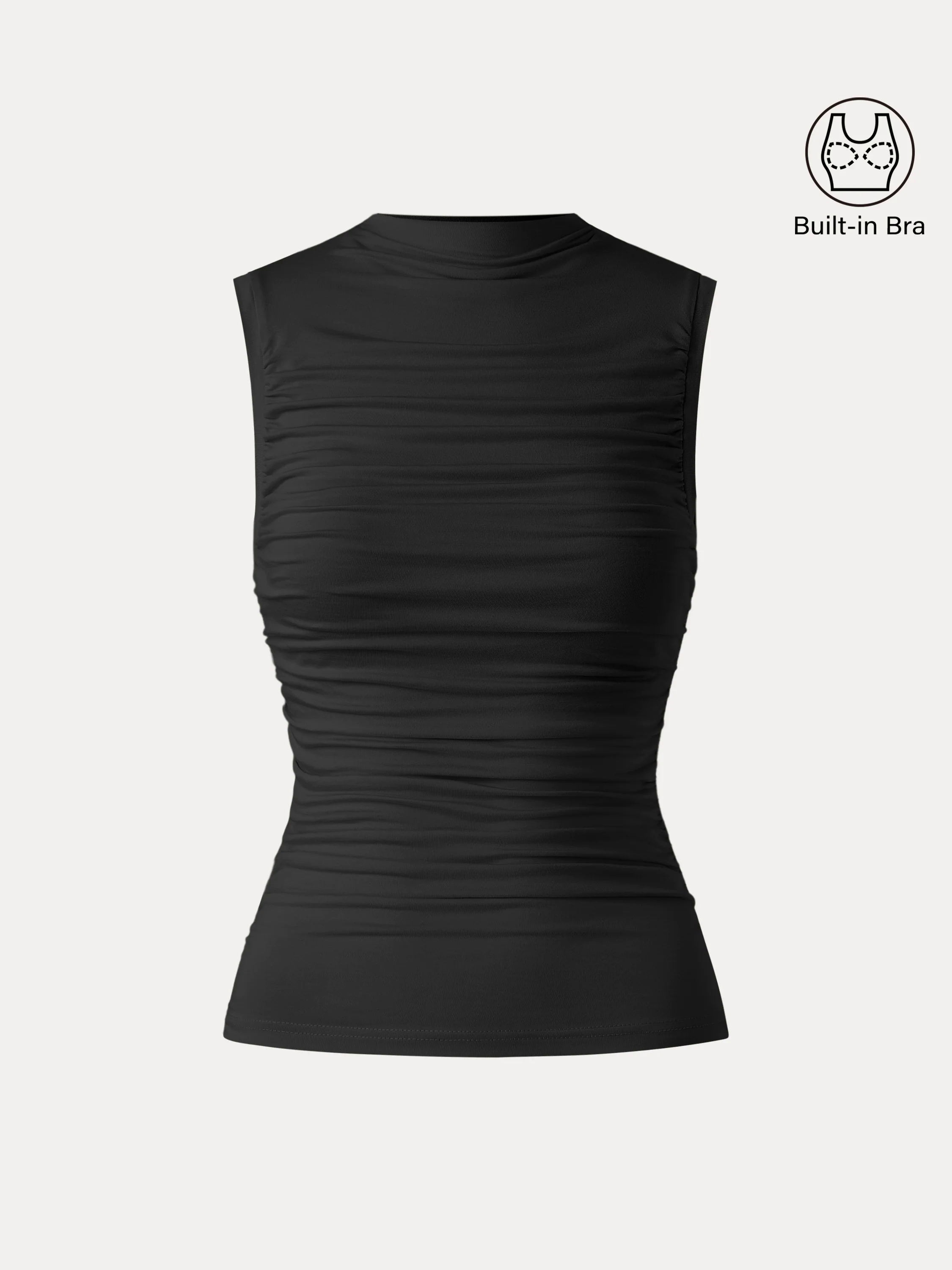 Mockneck Side Gathered Cut-out Brami Tank