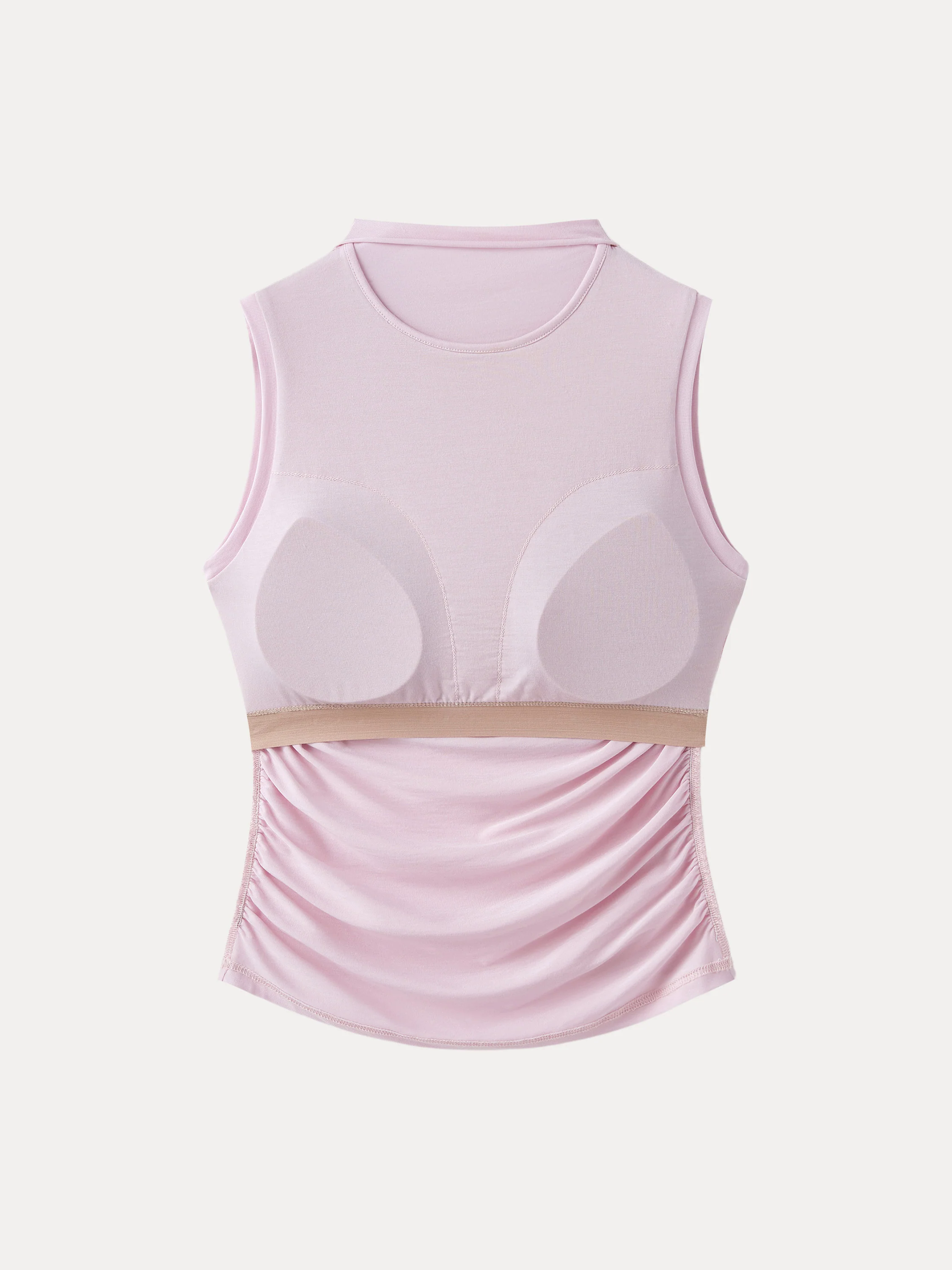 Mockneck Side Gathered Cut-out Brami Tank