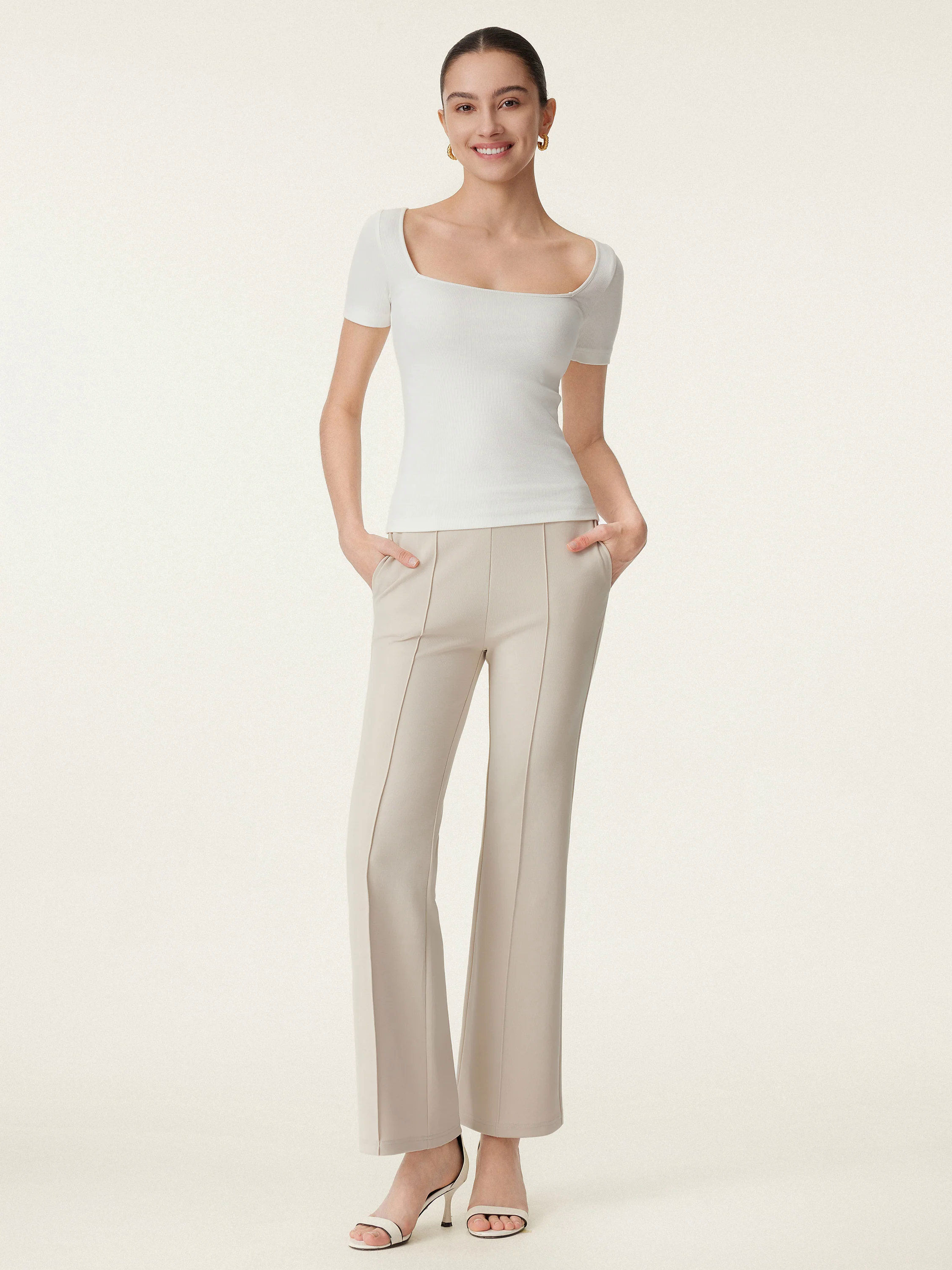 Mid Rise Pull-on Flare Pant
