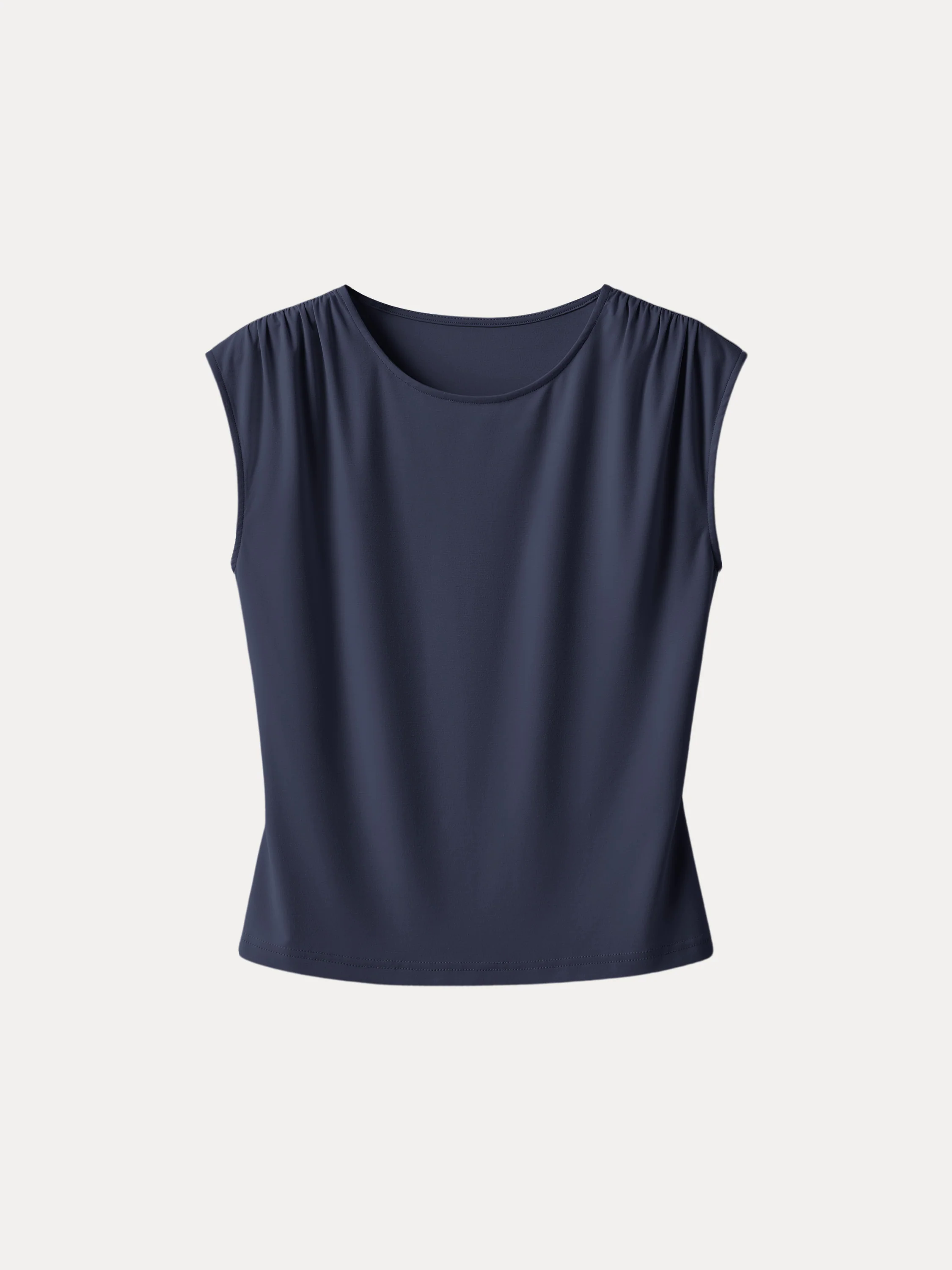 Crewneck Ruched Shoulder Muscle Tank