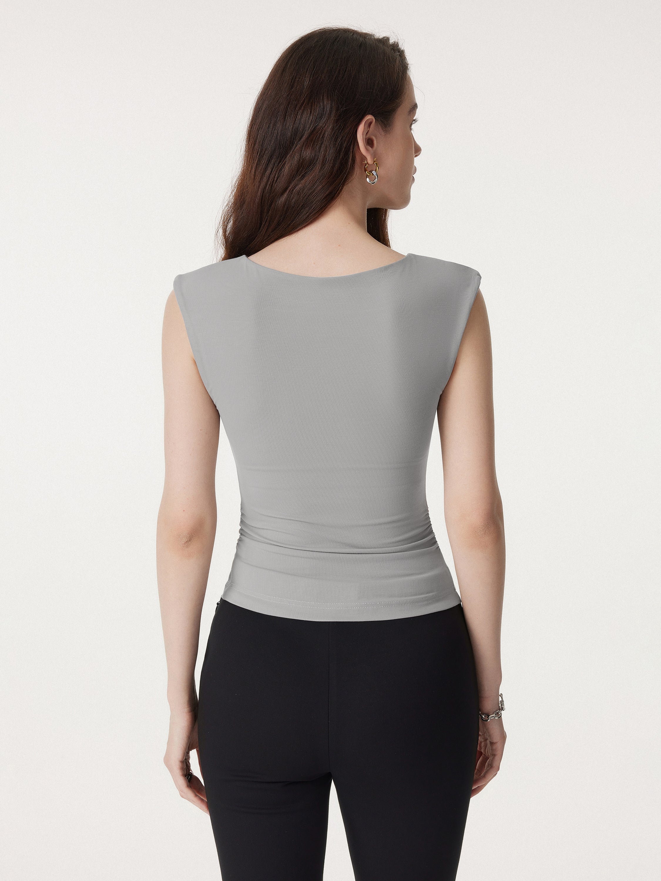 Sleek Crewneck Side Ruched Slimming Brami Tank