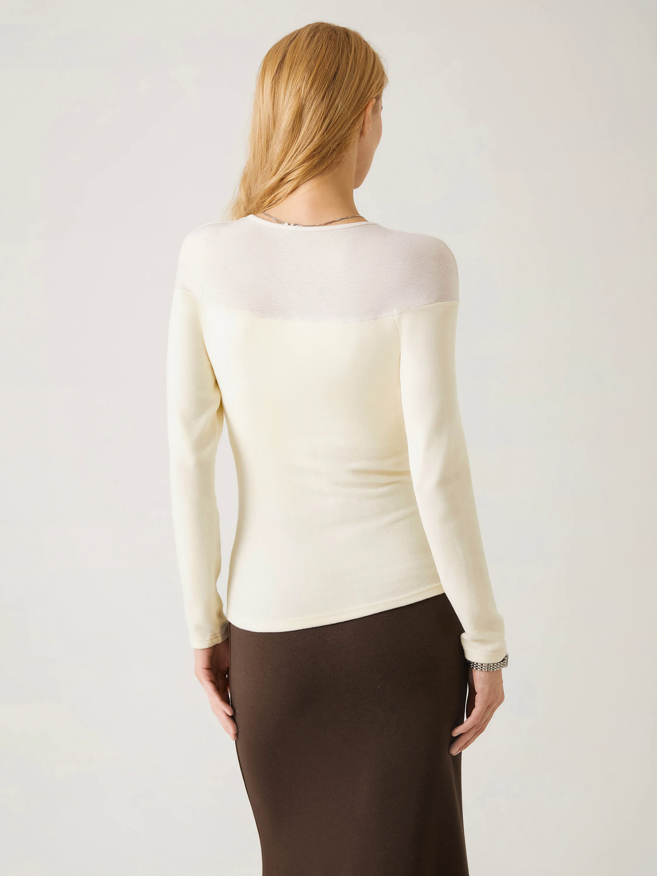 Tencel Wool Sheer Shoulder Brami Top