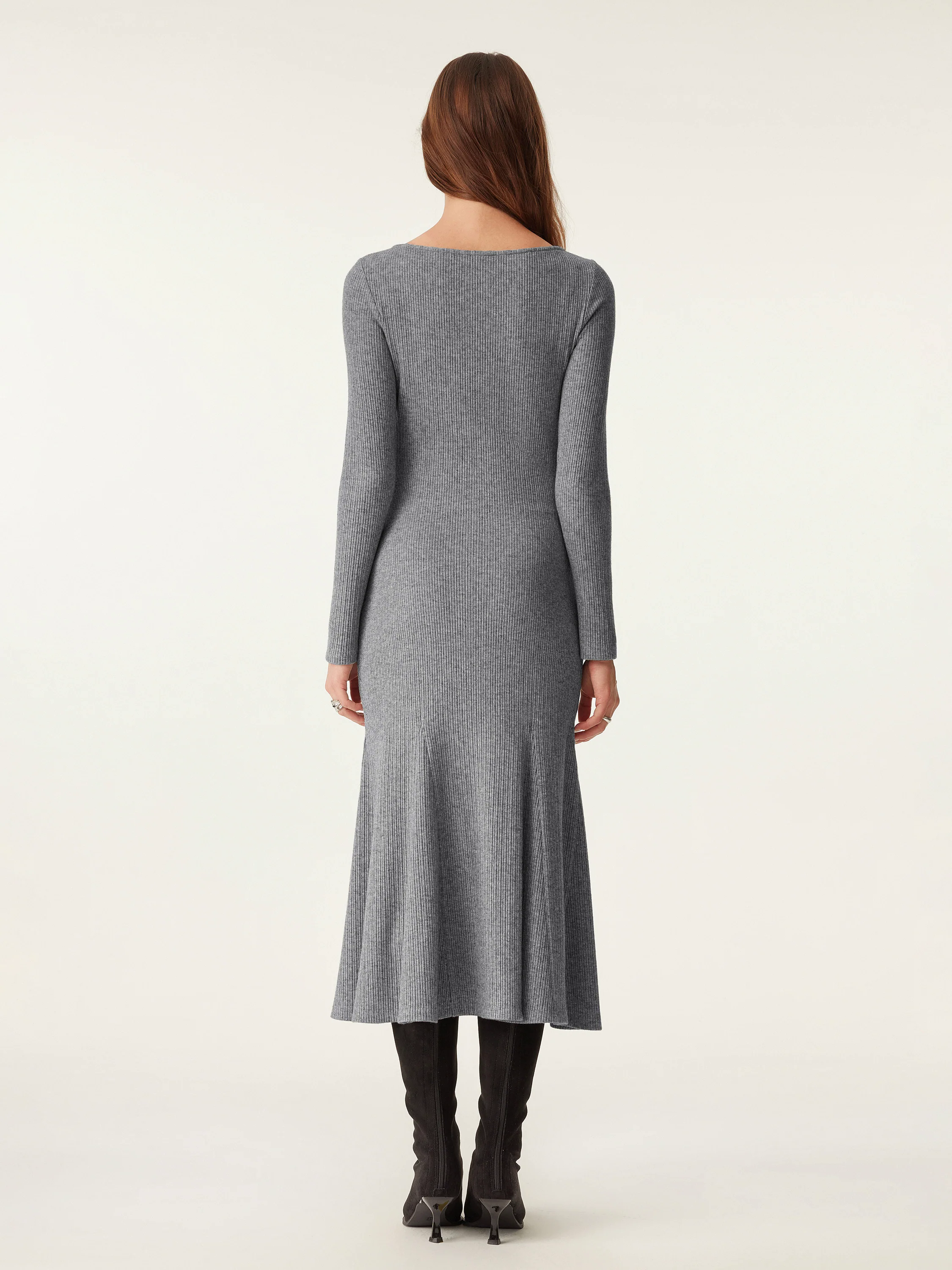 Boatneck Flare Midi Dress