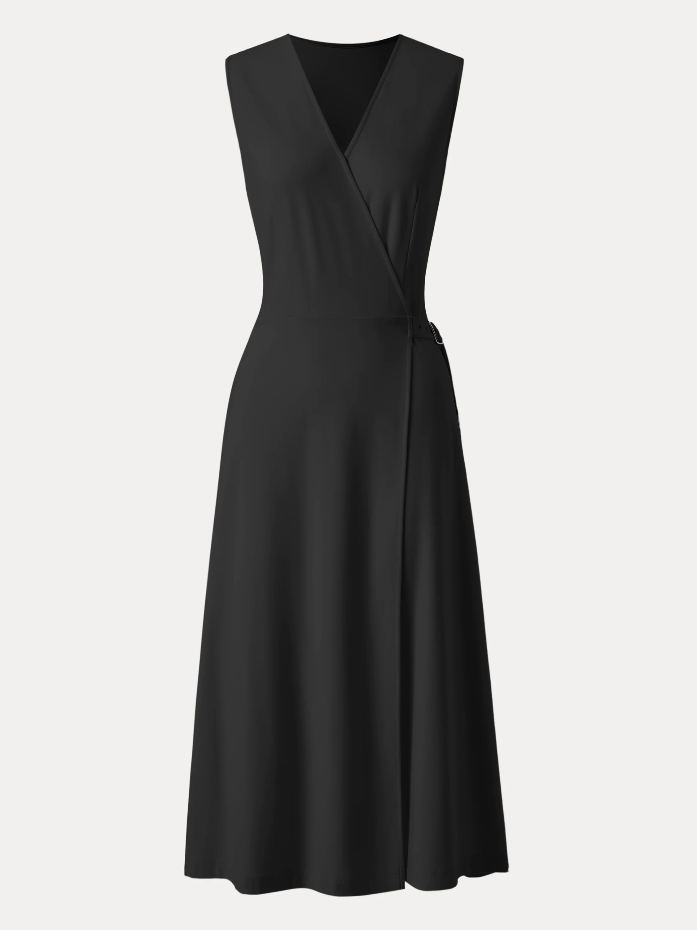 Surplice Adjustable Side-belt Midi Dress