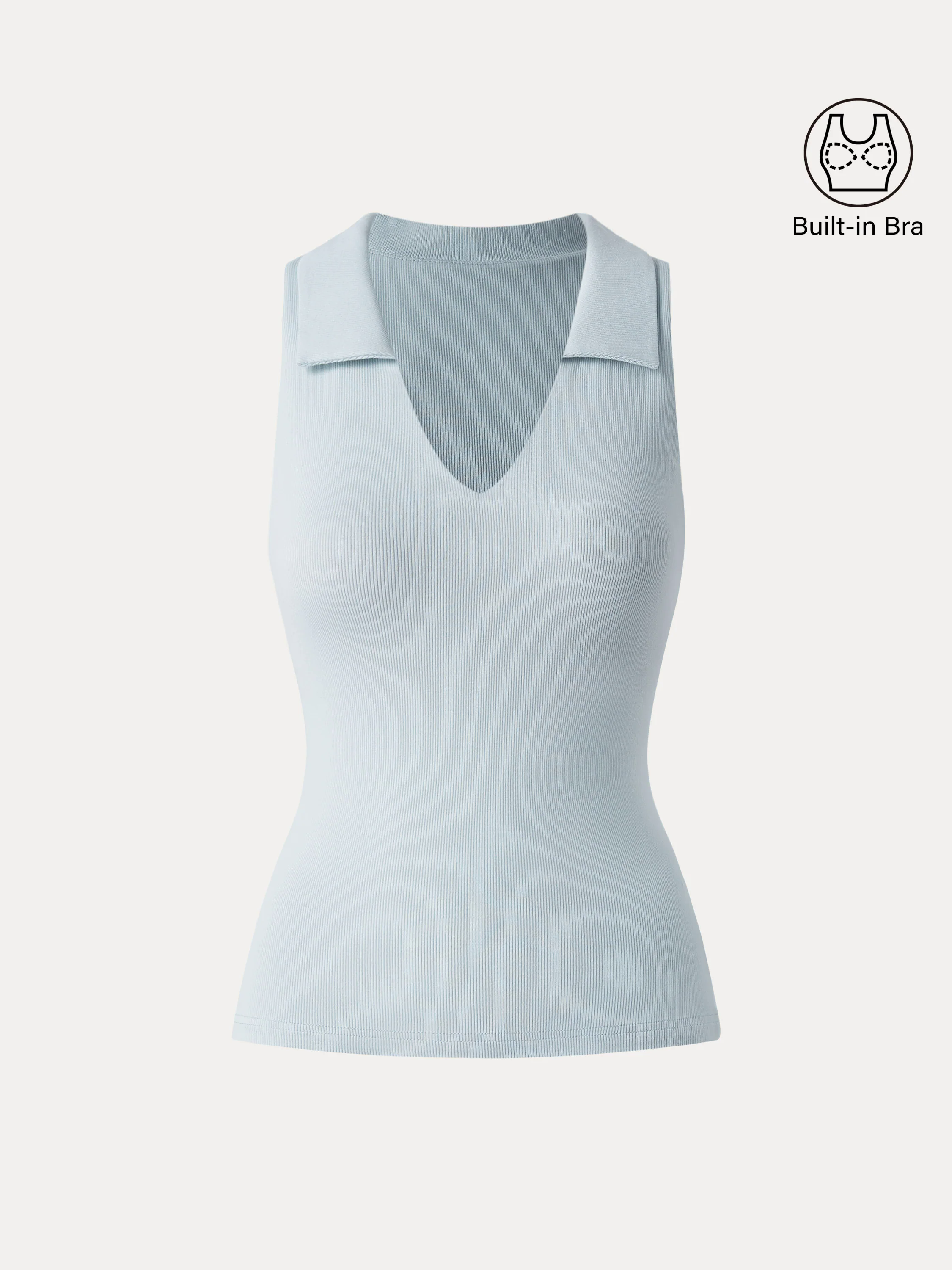 Stretch Cotton V-neck Collared Brami Top Stretch Cotton V-neck Collared Brami Top