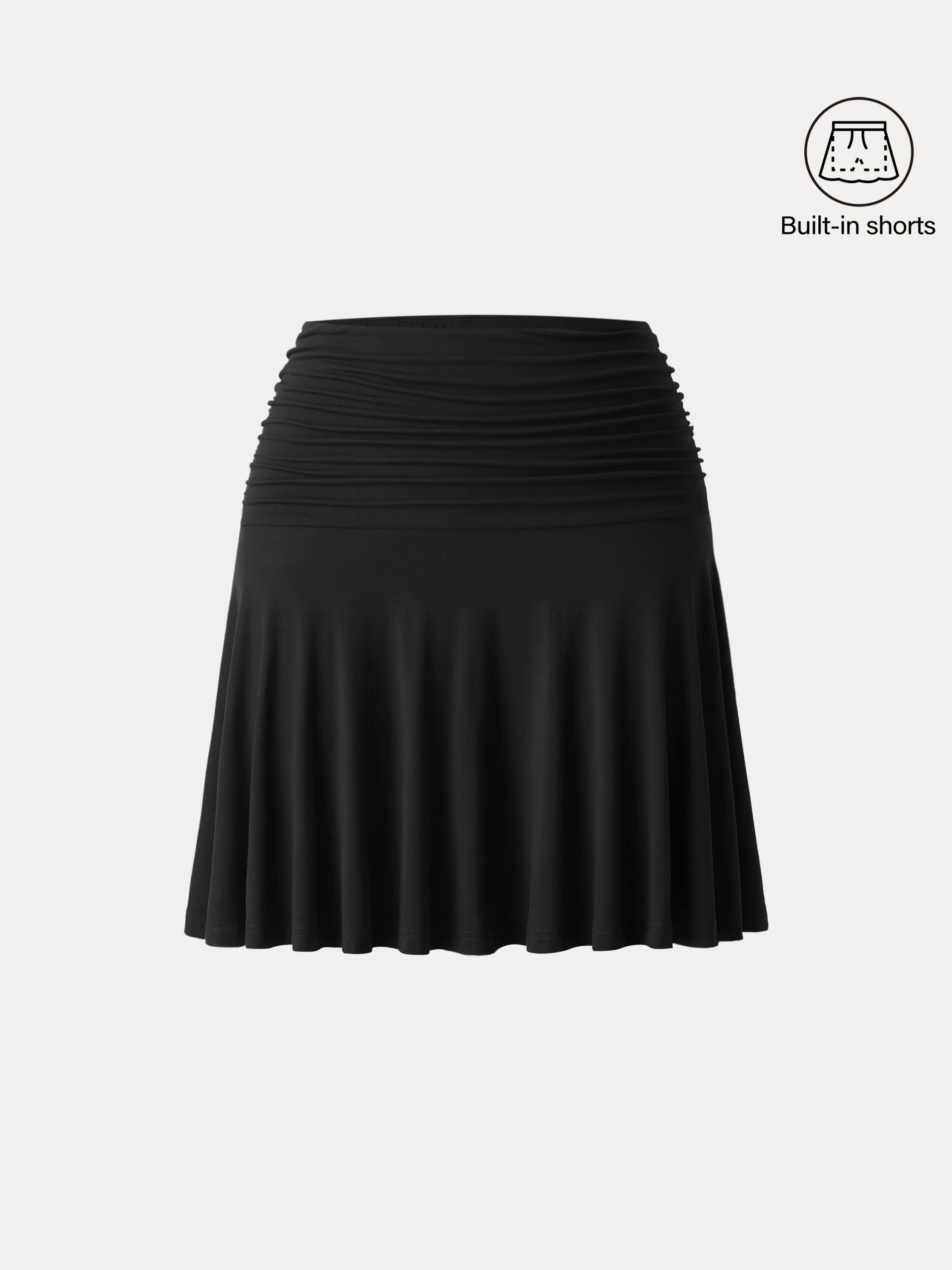 Essential Ruched Mini Circle Skirt with Lined Shorts