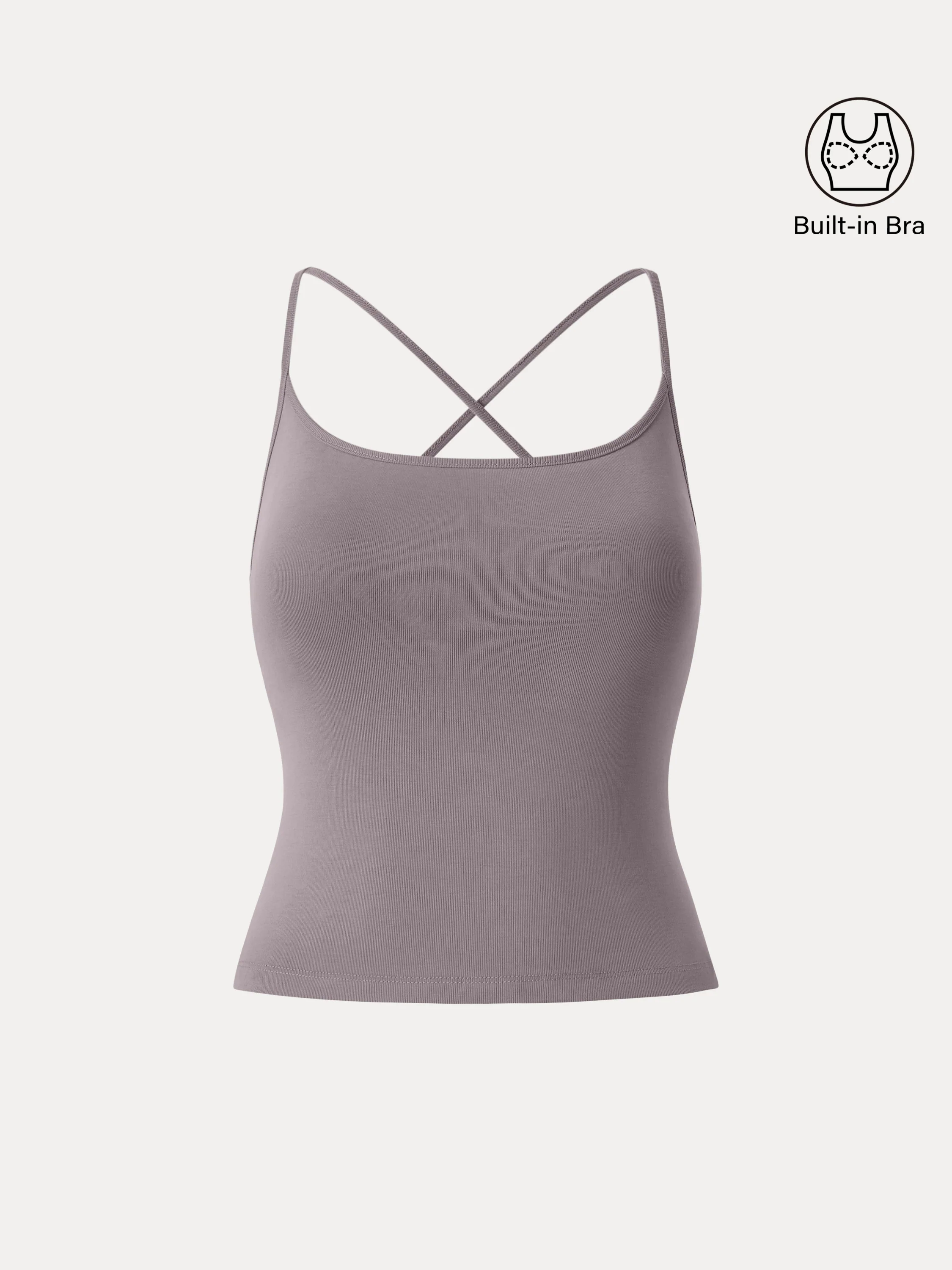 Sandwashed U-neck Cross-back Adjustable Strap Spaghetti Brami