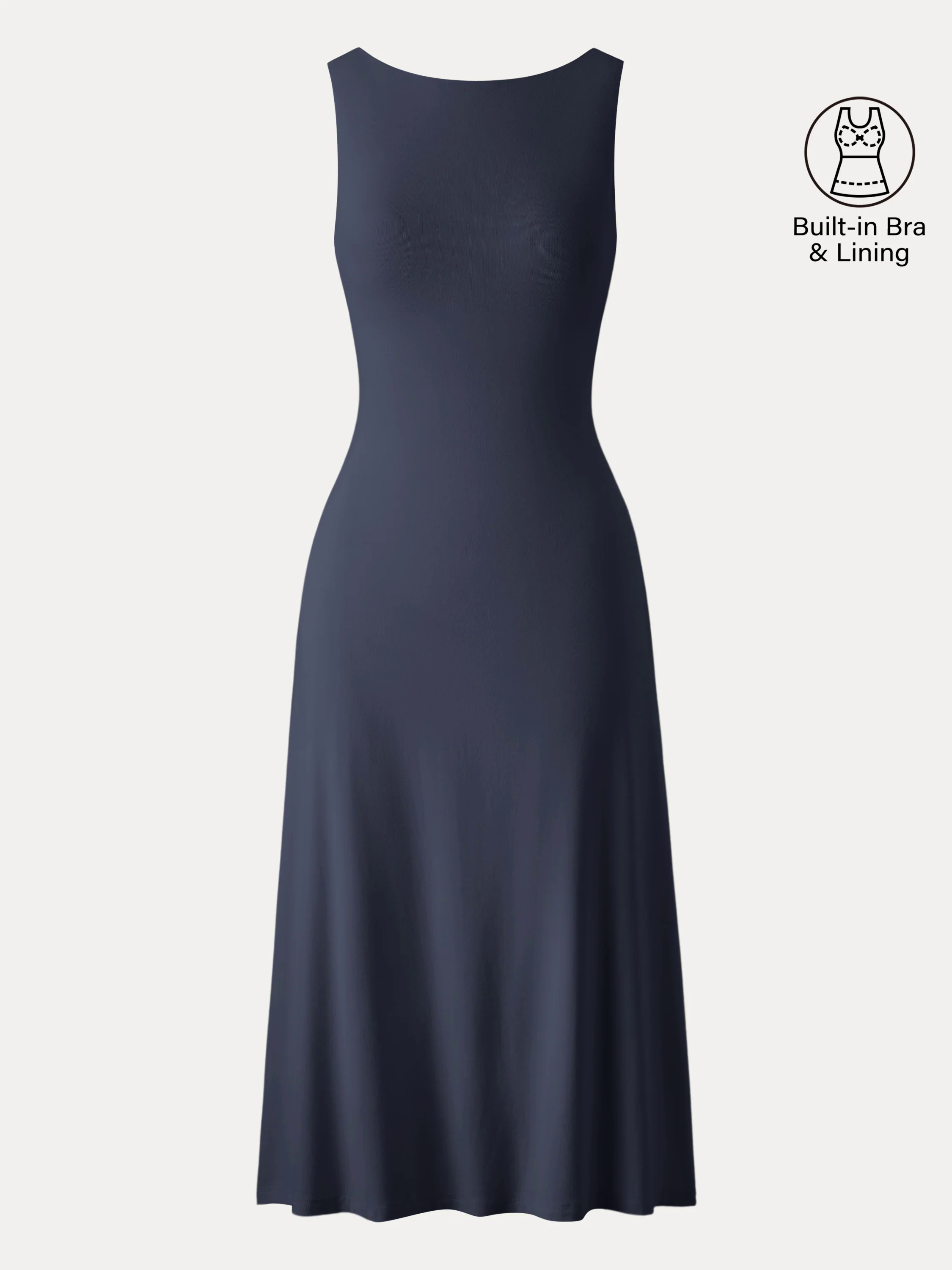 Classy Boatneck Open Back Bandless Midi Brami Dress