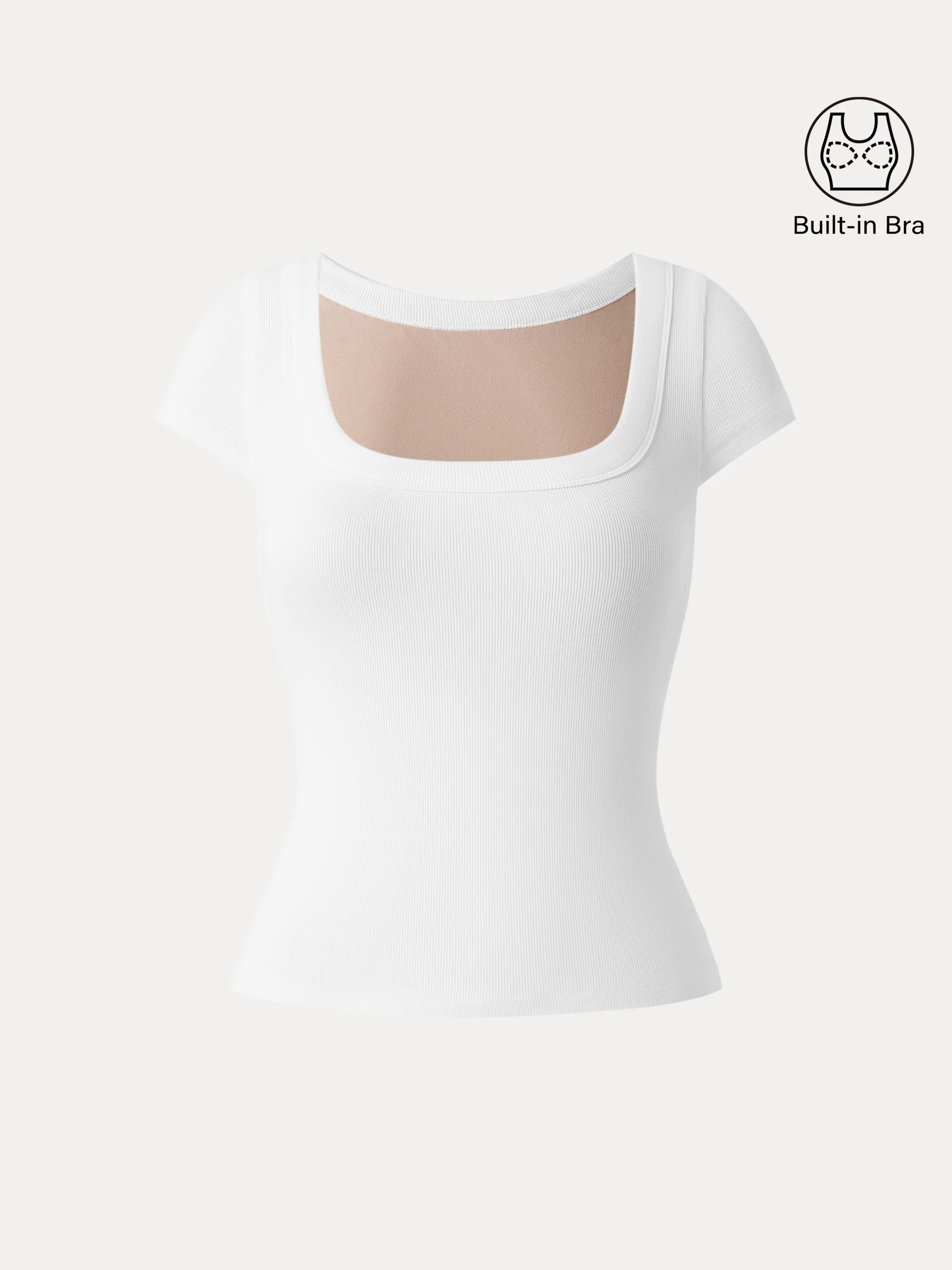 Stretch Cotton Square Neck Cap Sleeve Brami