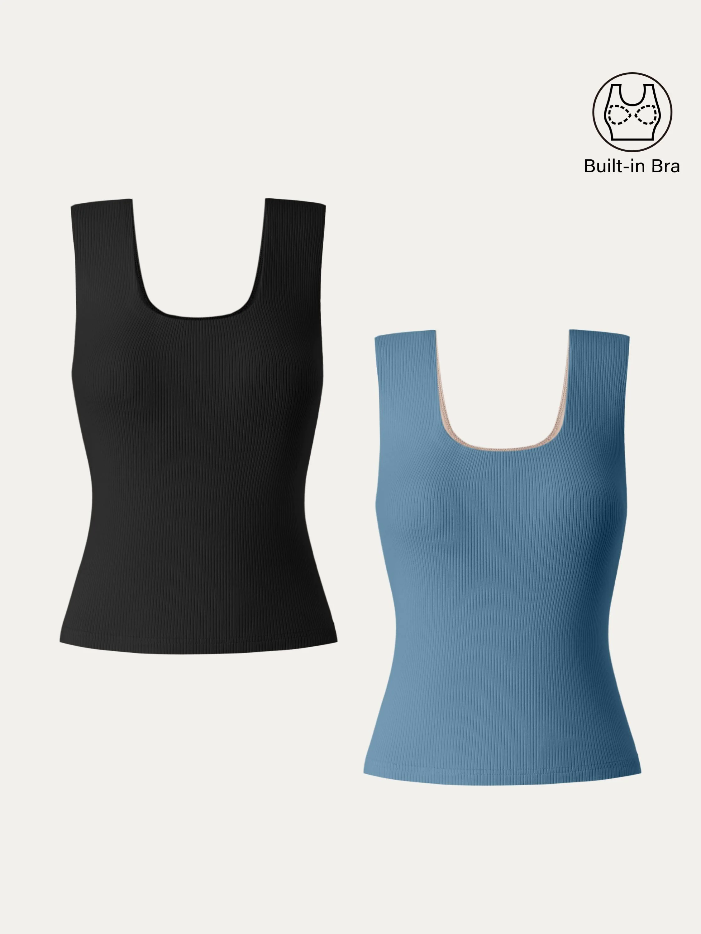 Stretch Cotton Wide Strap Ribbed Brami Tank