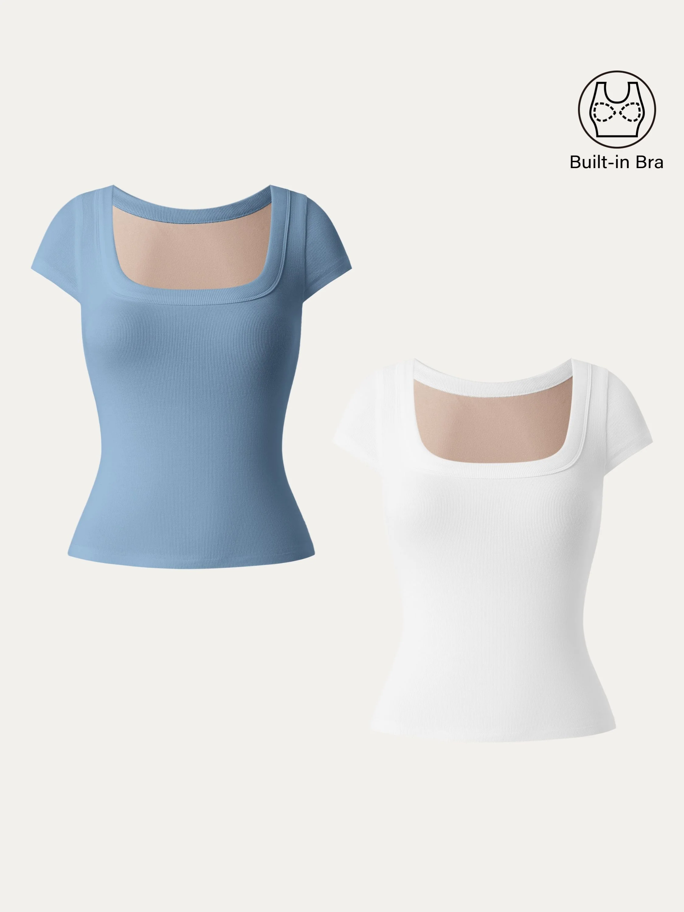 Stretch Cotton Square Neck Cap Sleeve Brami