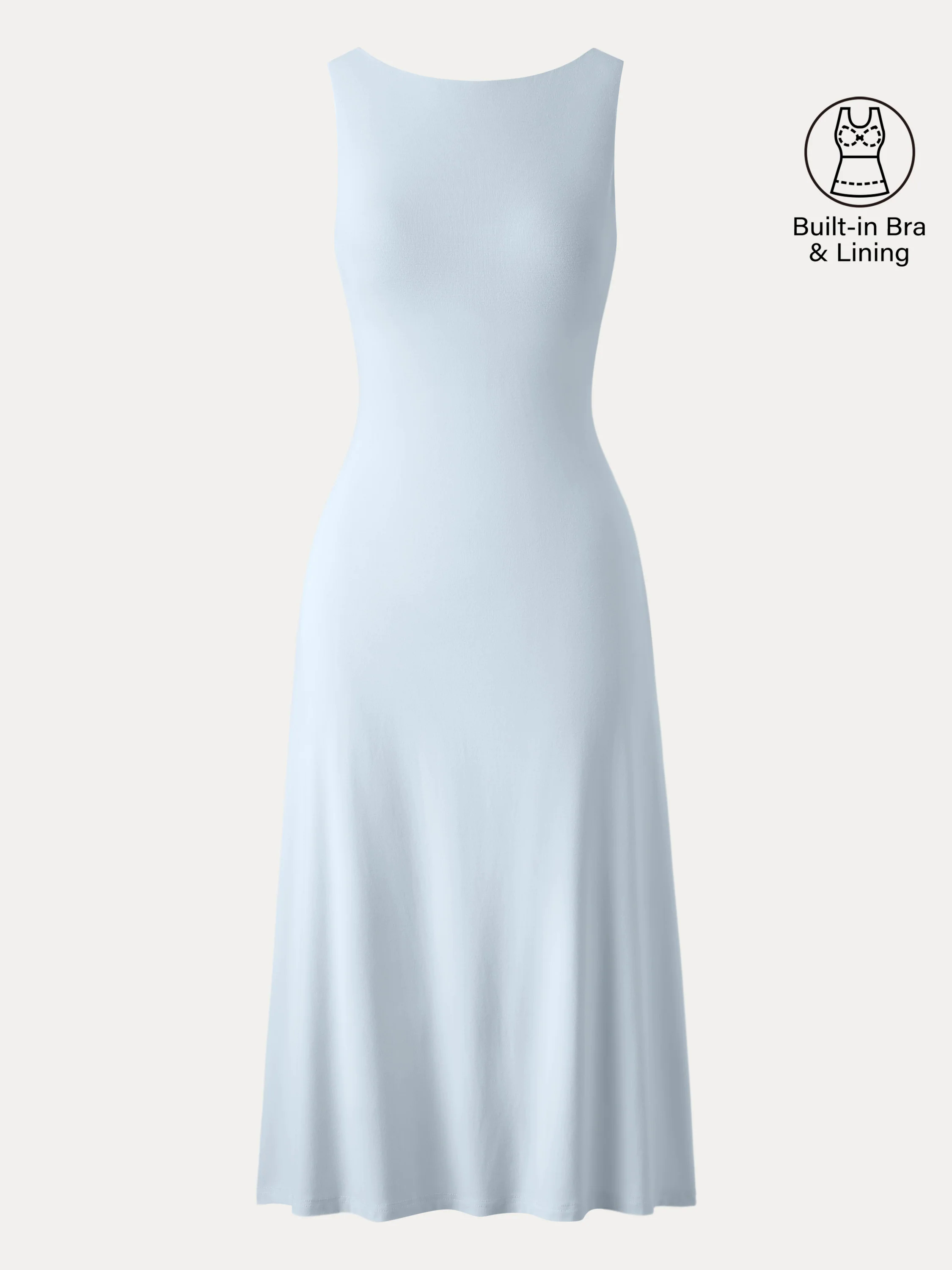 Classy Boatneck Open Back Bandless Midi Brami Dress