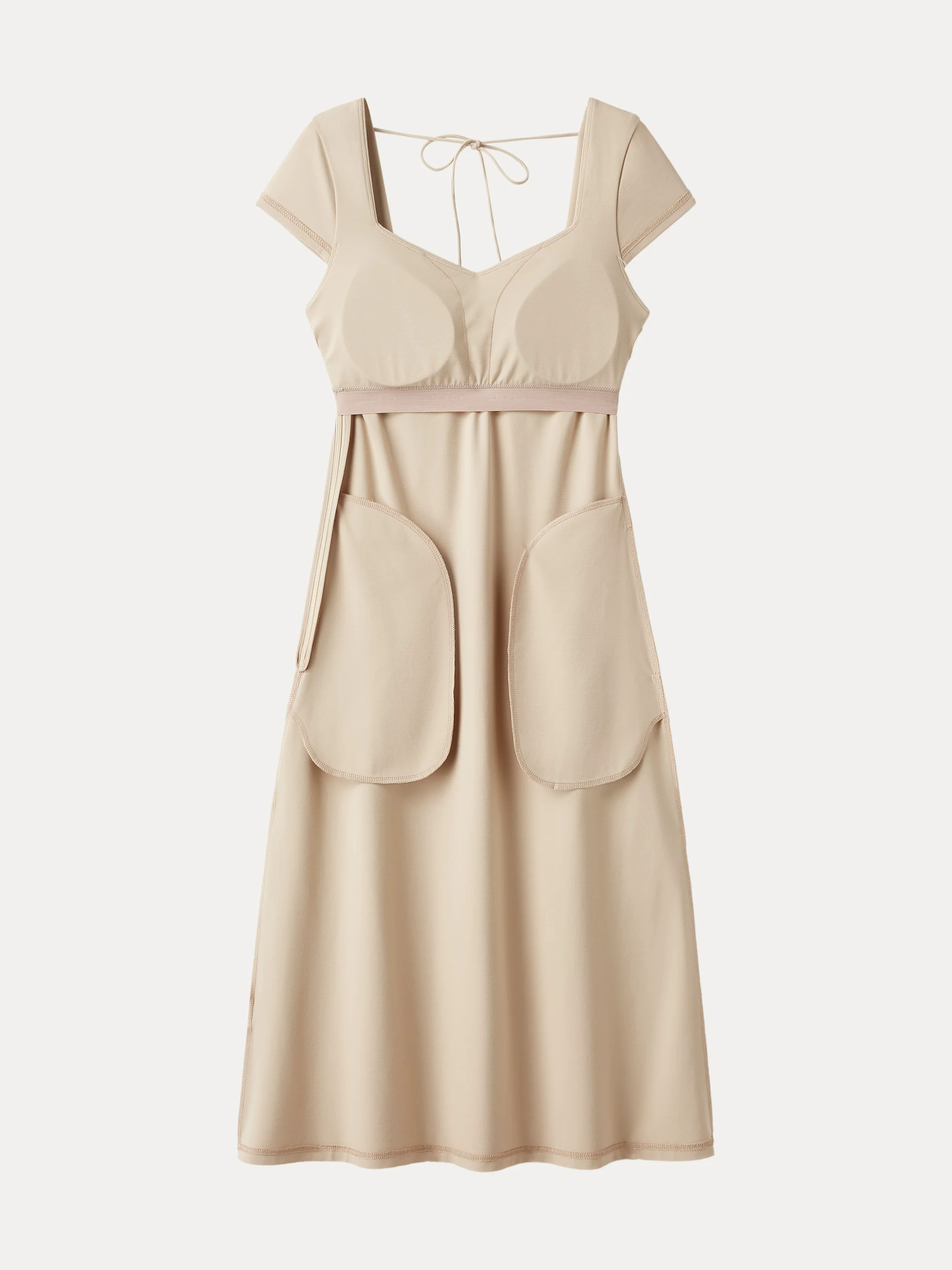 Diamond Neck Open Back Midi New Airy Brami Dress