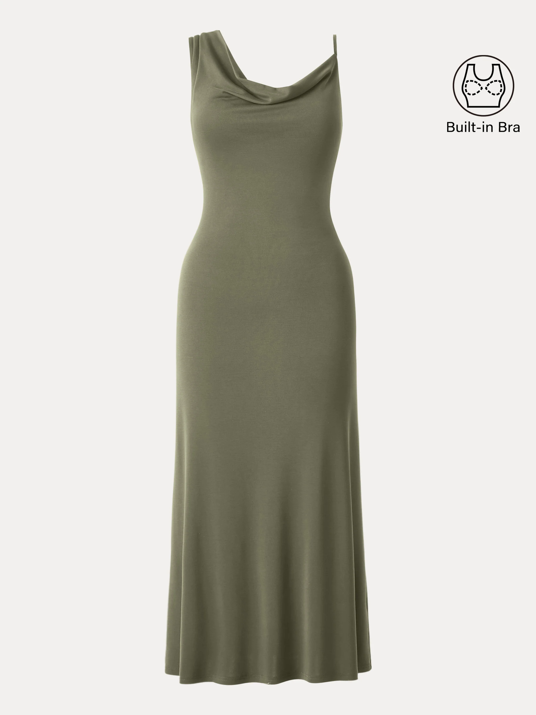 Sandwashed Asymmetrical Cowl Midi Brami Dress