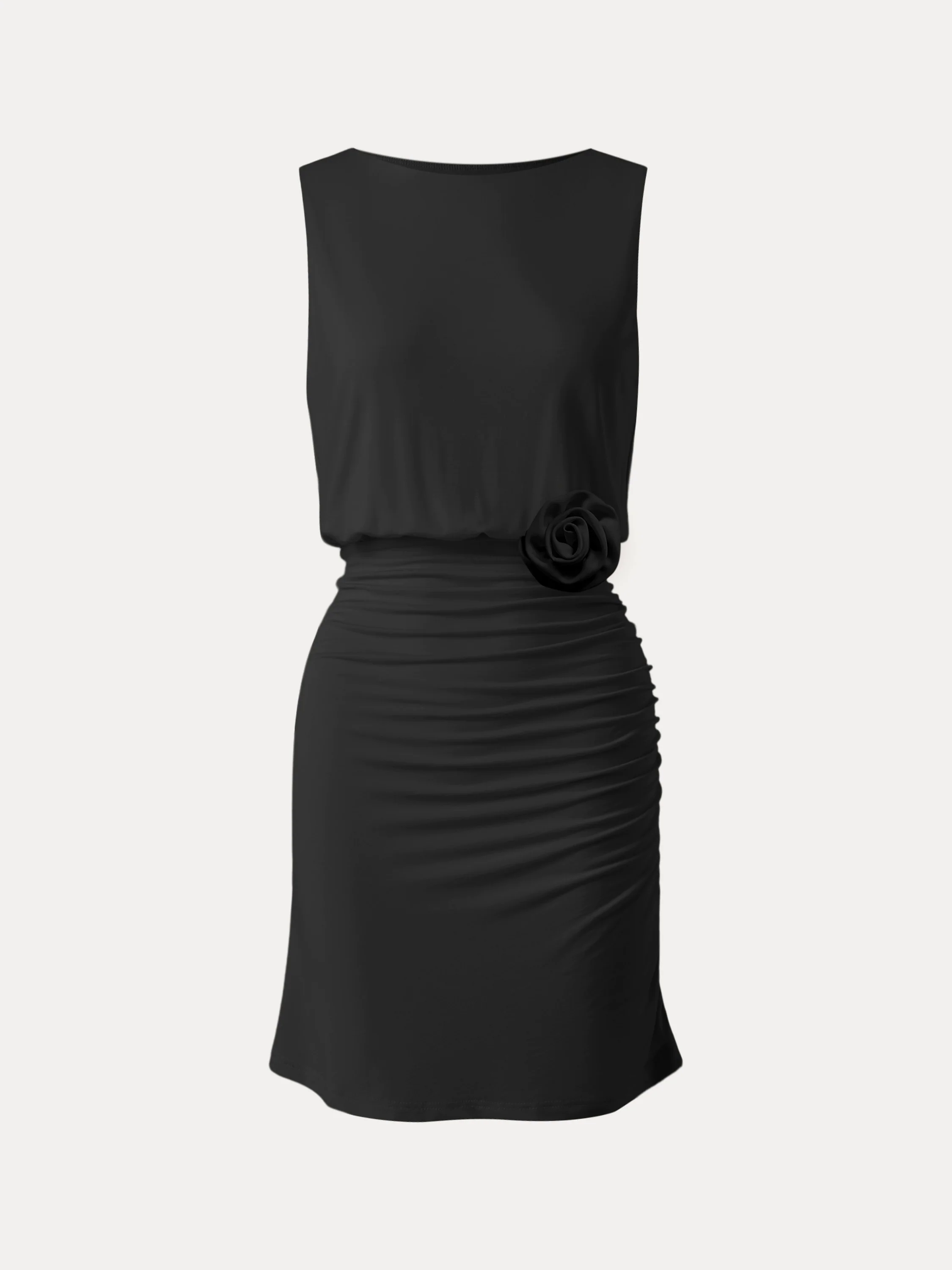 Detachable Rose Boatneck Summer Mini Dress