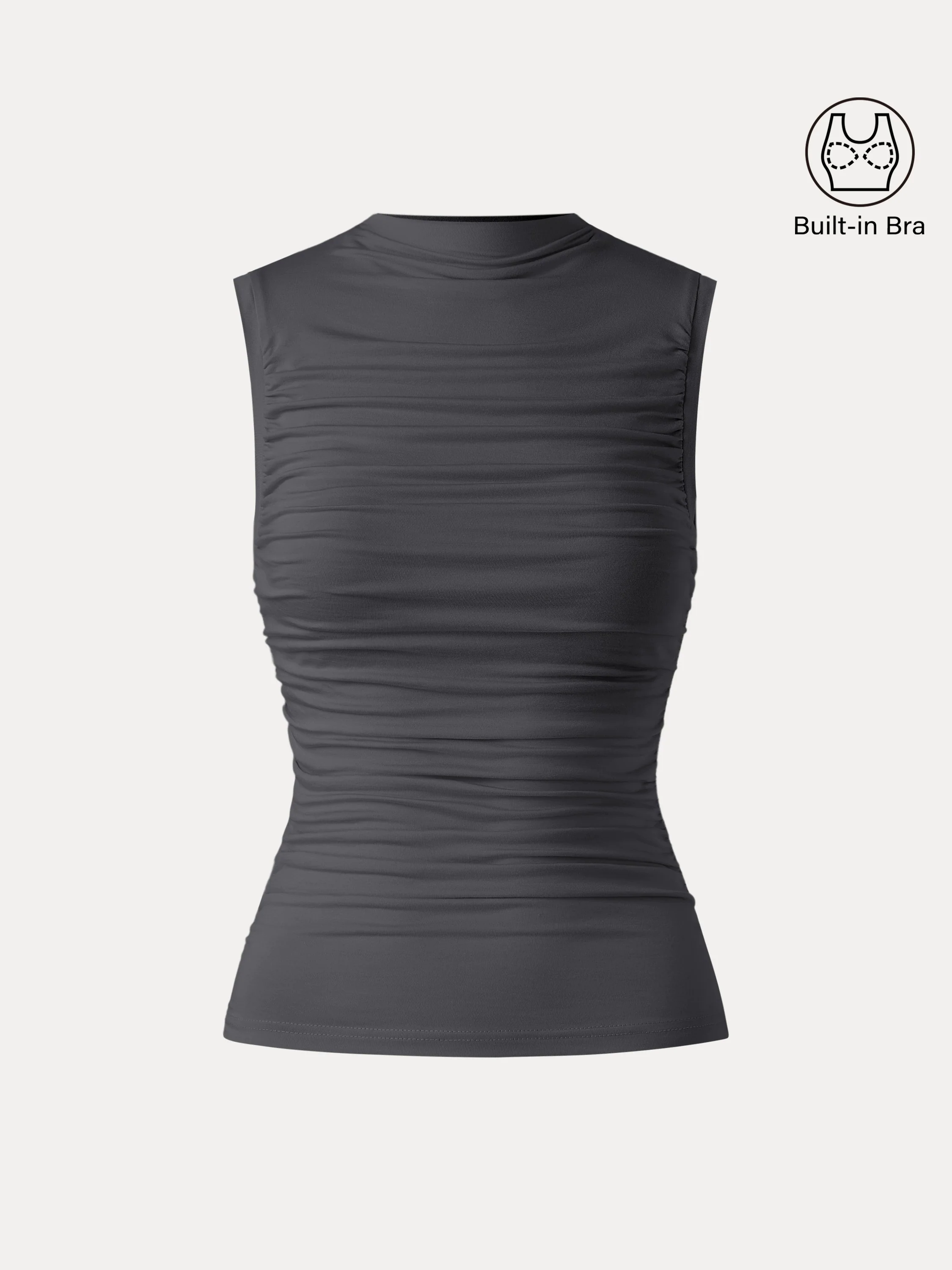 Mockneck Side Gathered Cut-out Brami Tank