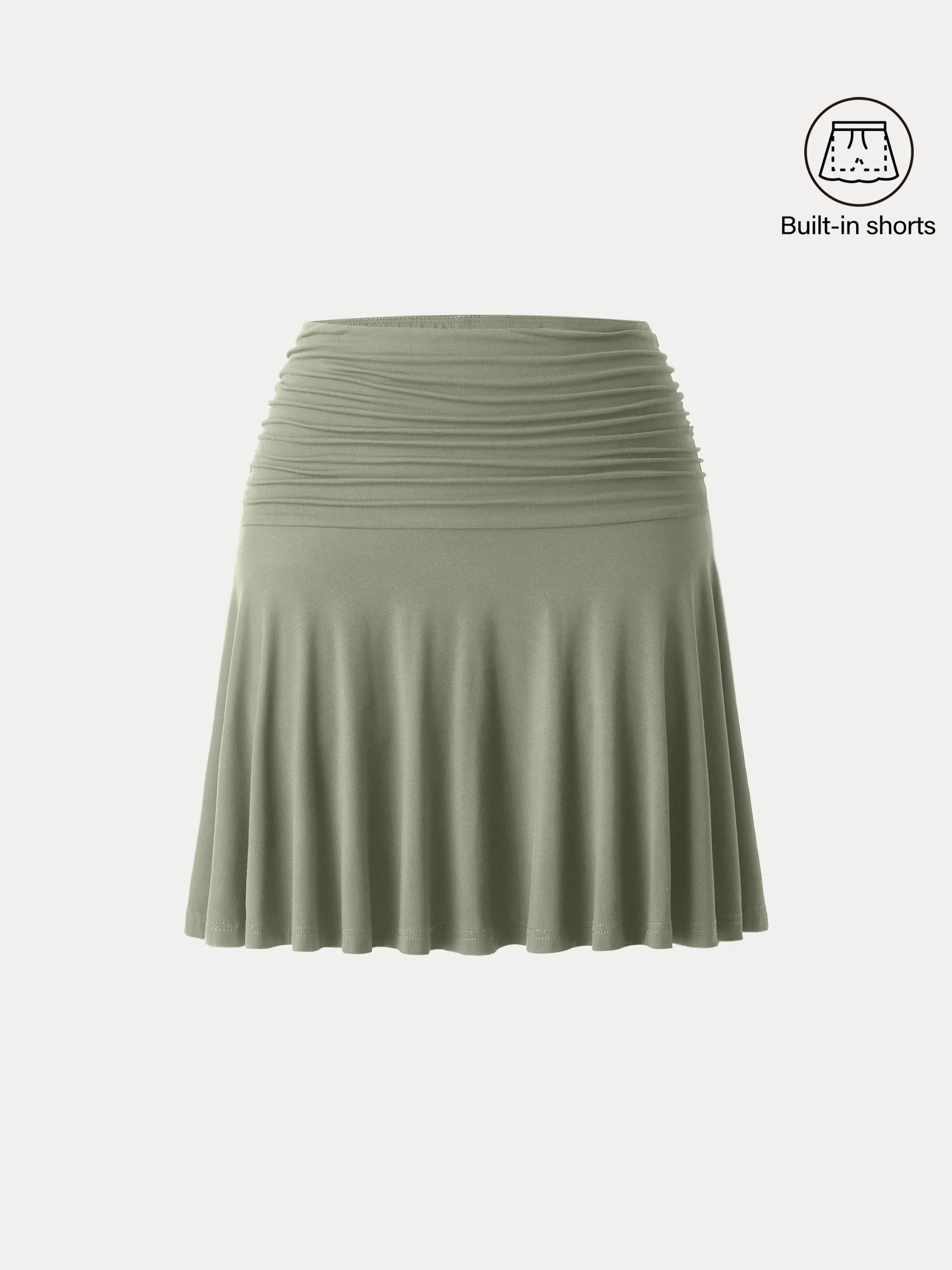 Essential Ruched Mini Circle Skirt with Lined Shorts