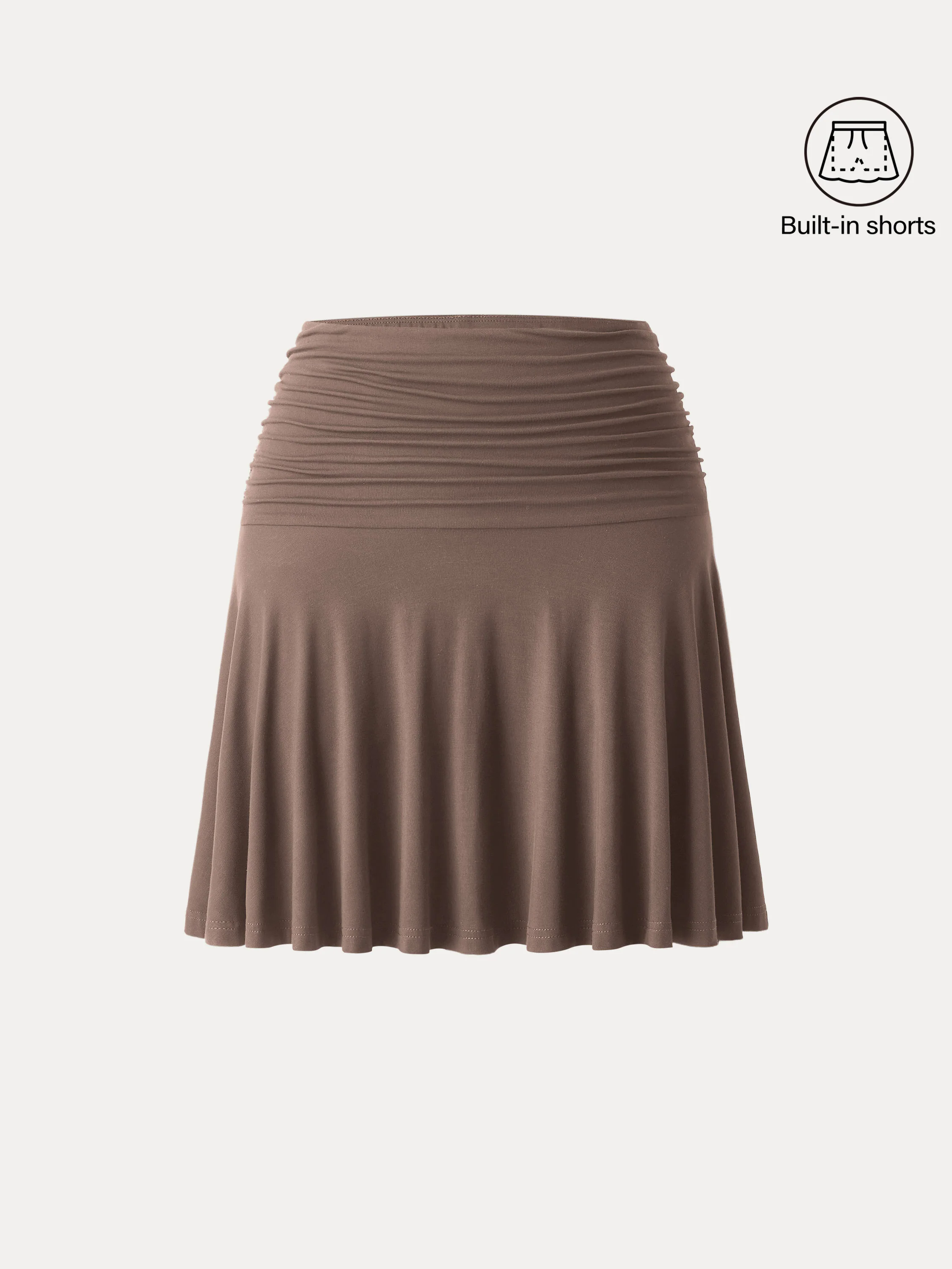 Essential Ruched Mini Circle Skirt with Lined Shorts