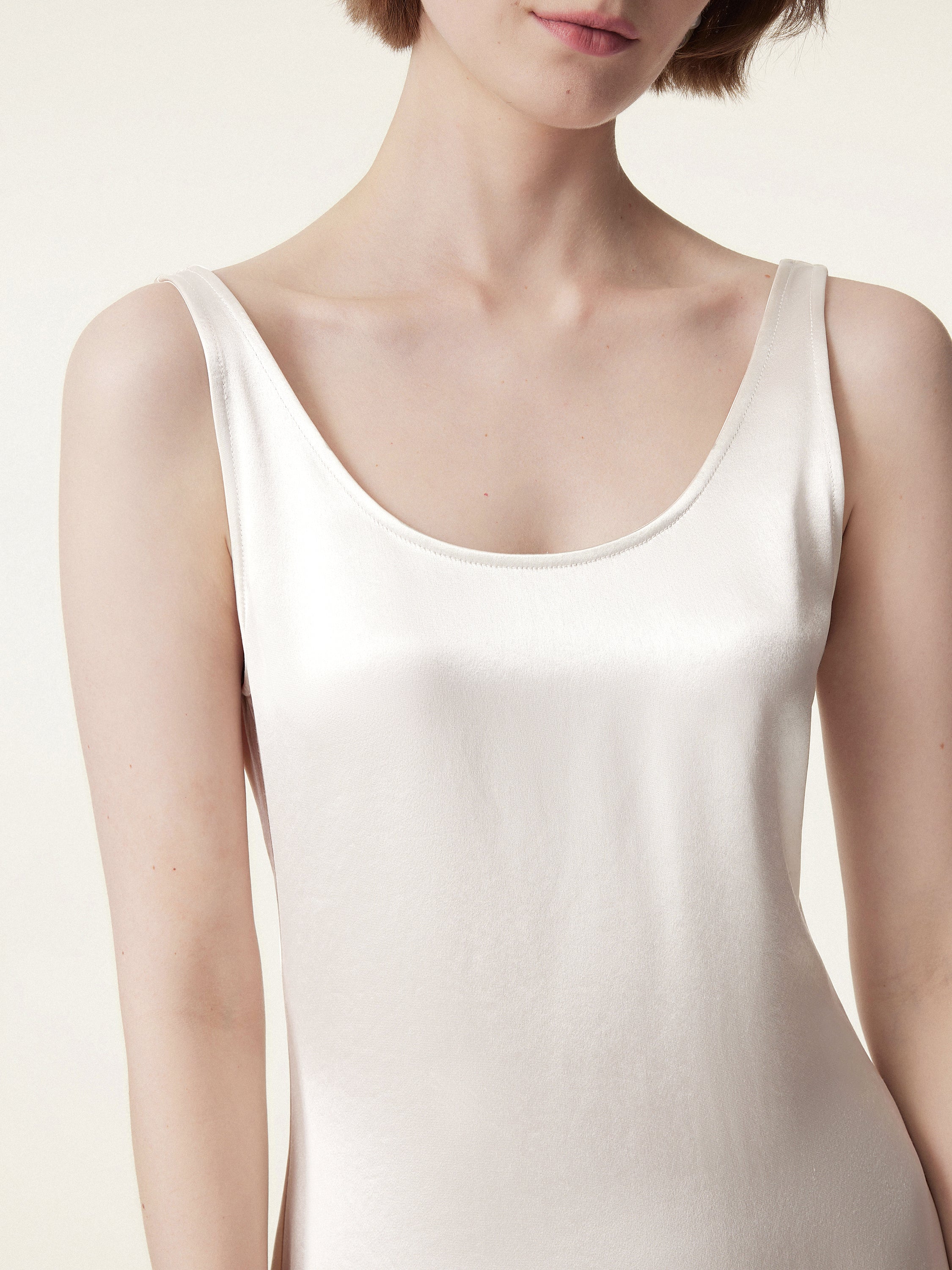 Acetate Scoop Neck Open Back Midi Dress