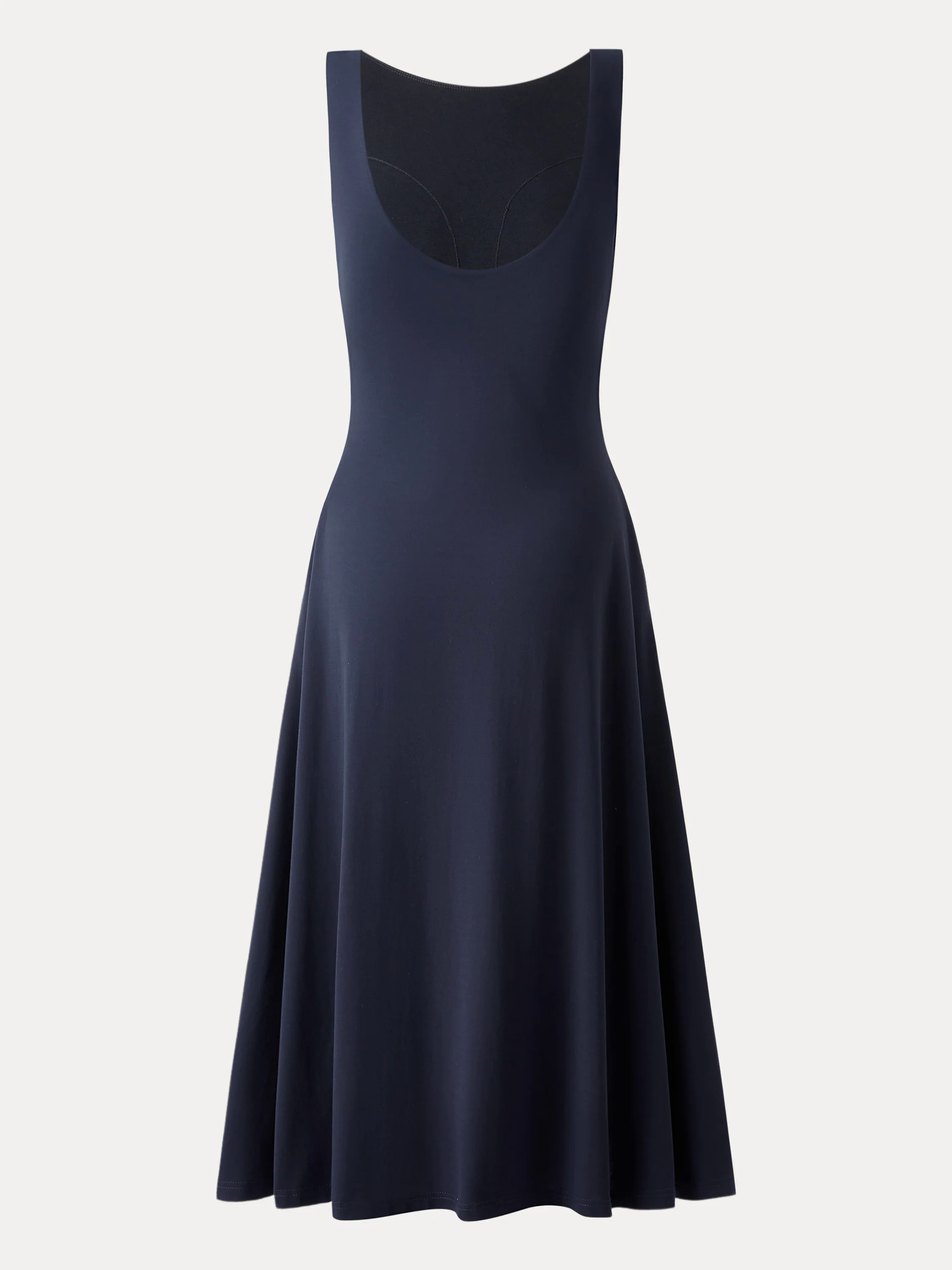 Boatneck Flared Midi Brami Dress with Pockets