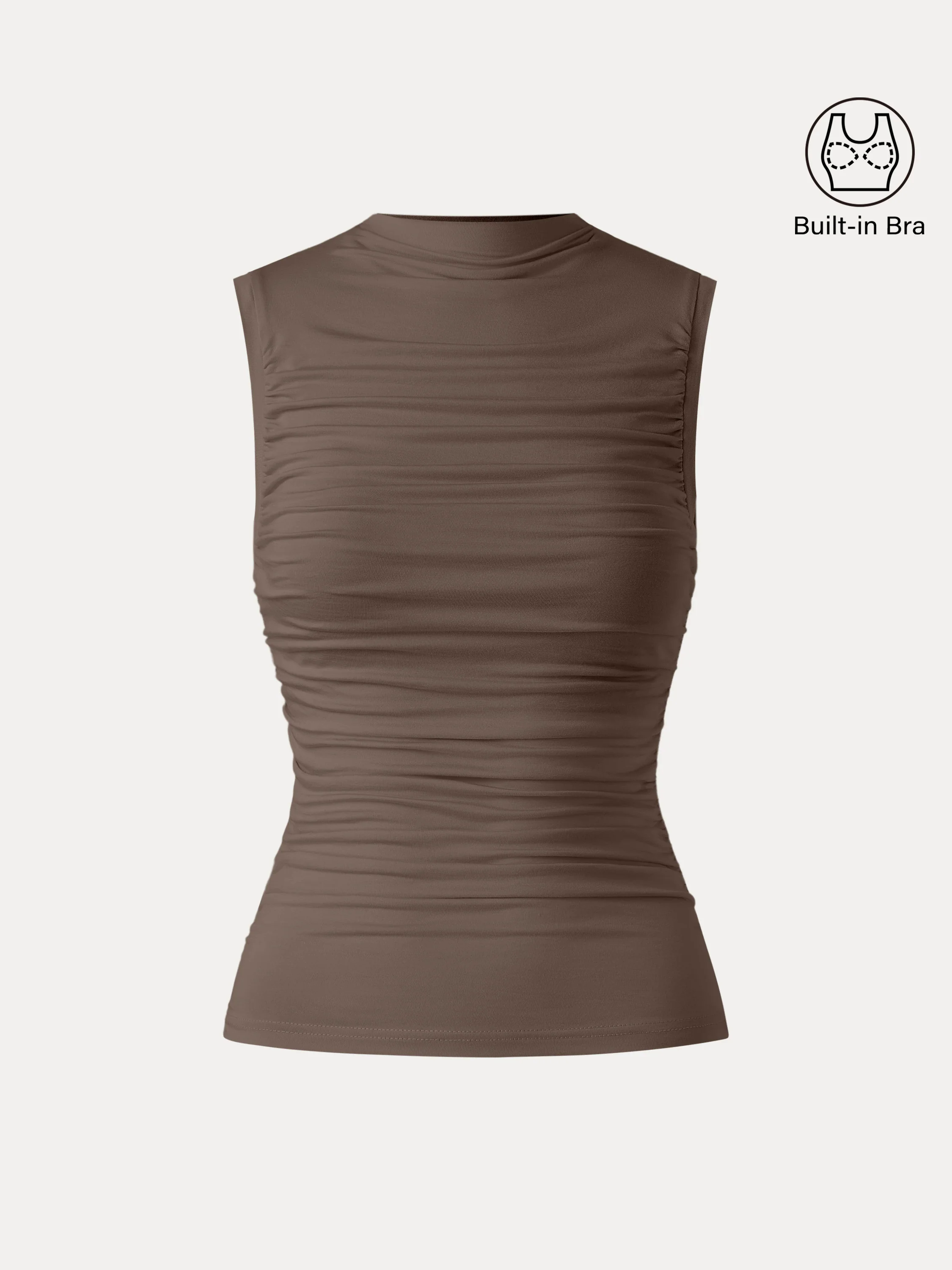 Mockneck Side Gathered Cut-out Brami Tank