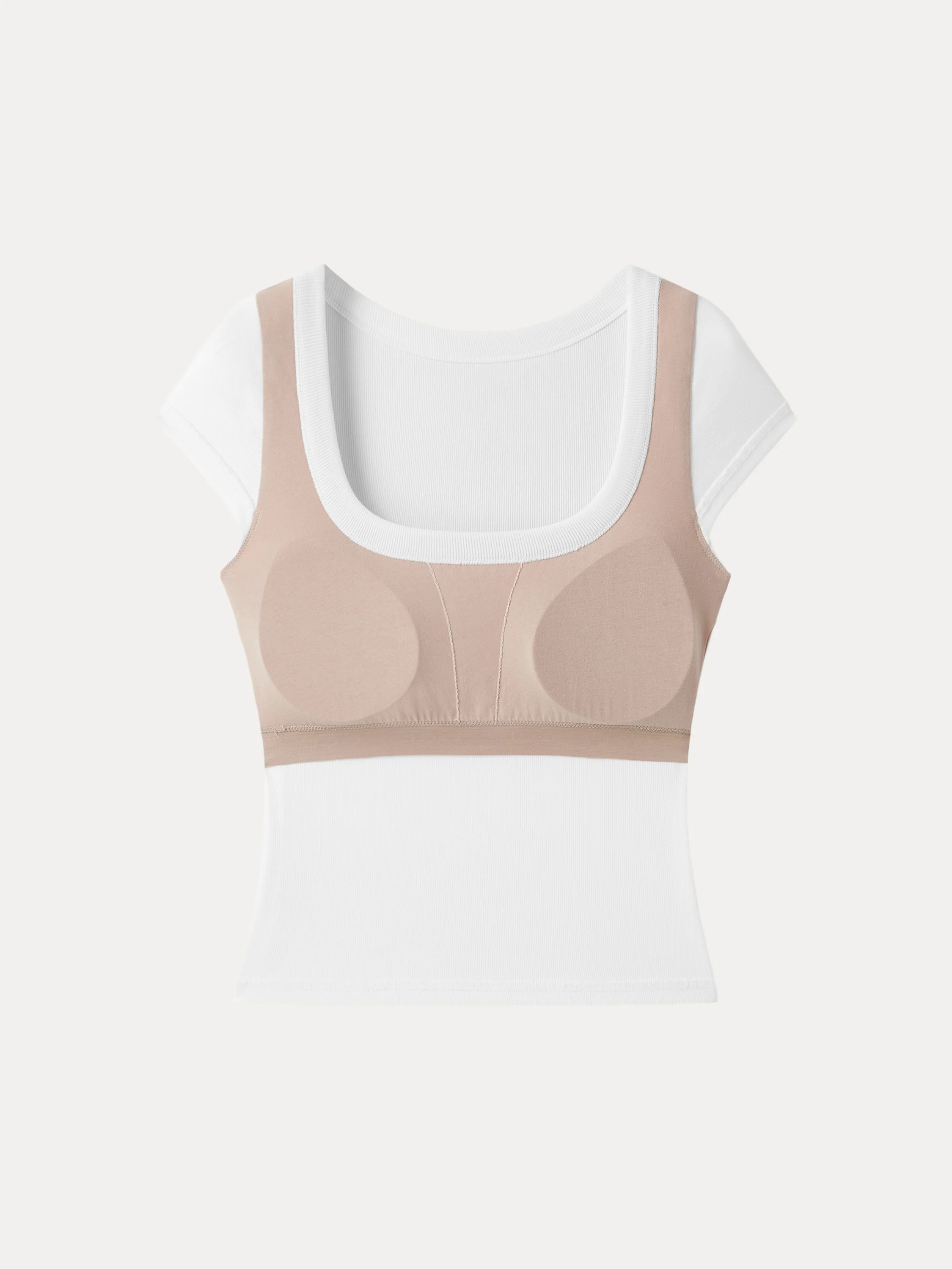 Stretch Cotton Square Neck Cap Sleeve Brami