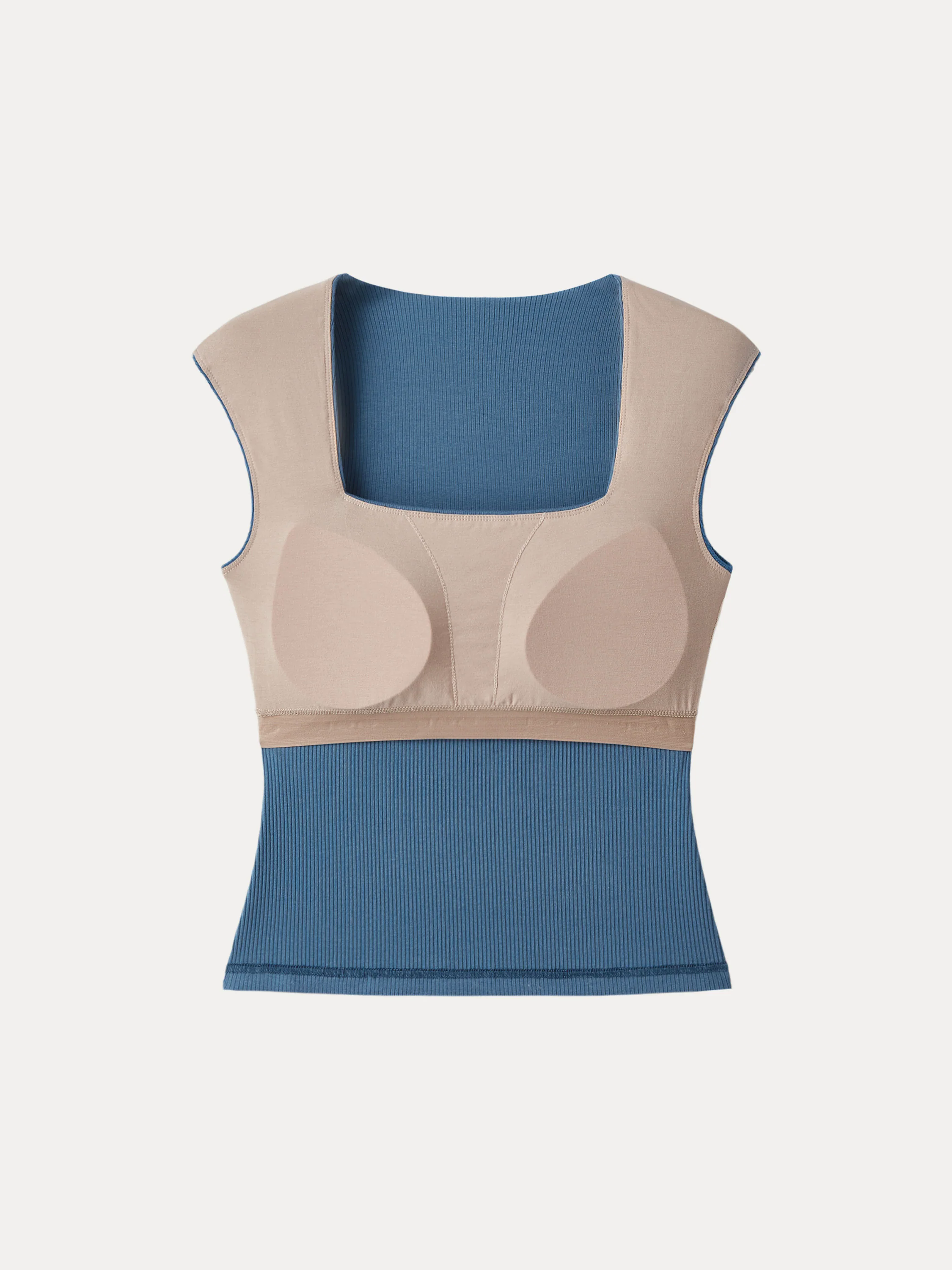 Stretch Cotton Square Neck Ribbed Brami