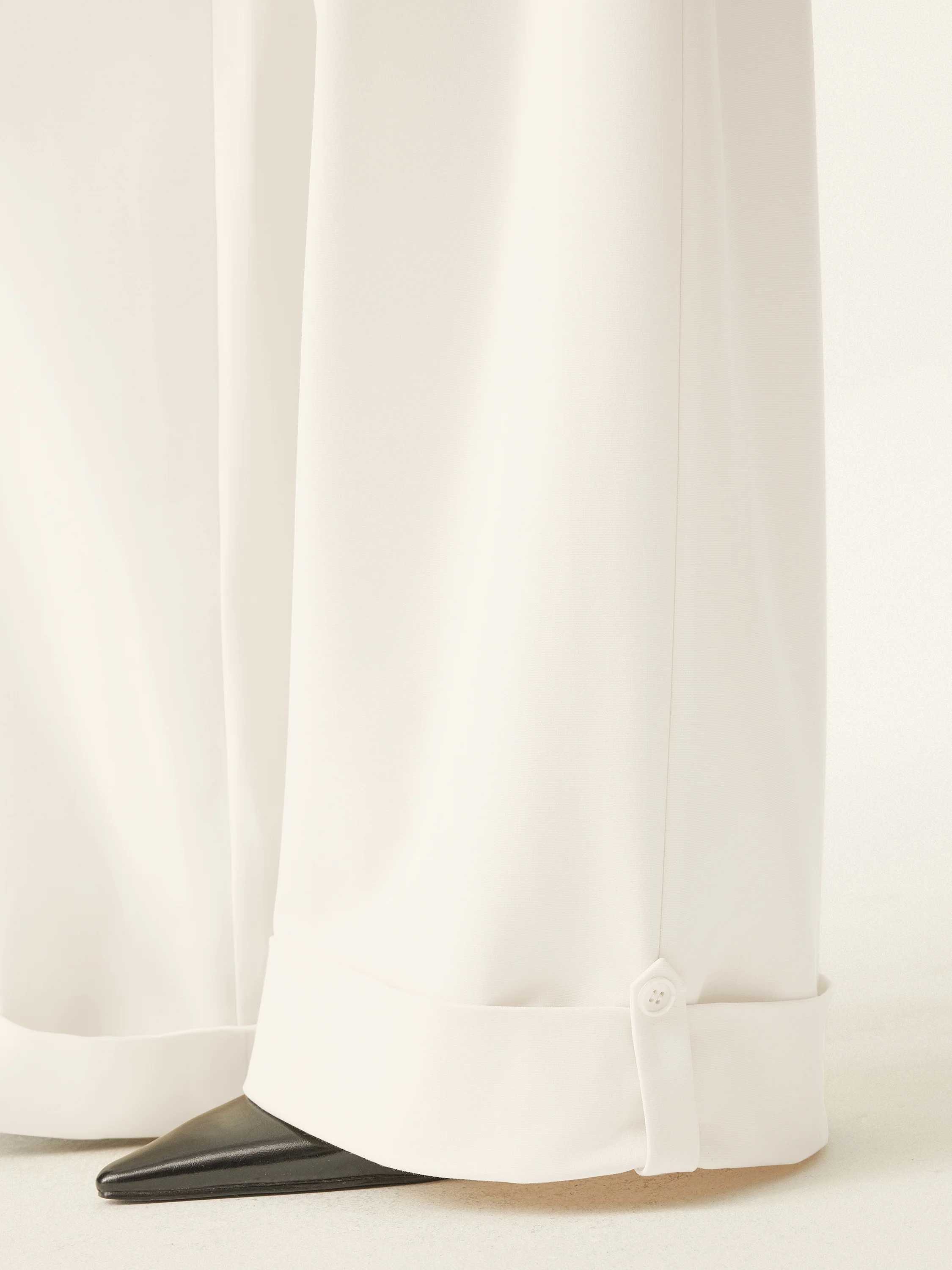 Bamboo Ponte Mid Rise Wide Leg Trouser with Fold-up Hem Bamboo Ponte Mid Rise Wide Leg Trouser with Fold-up Hem