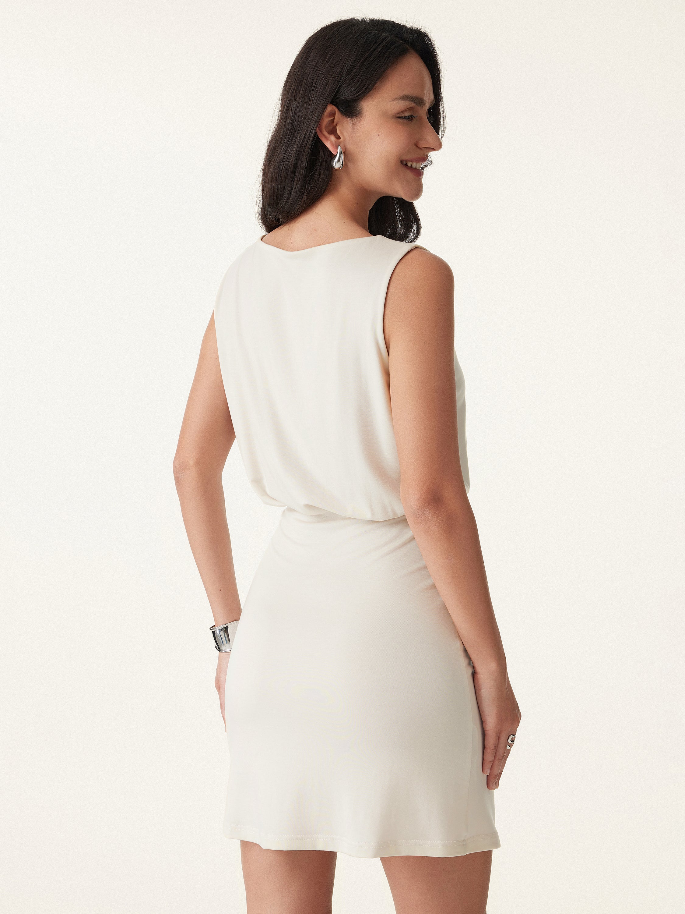 Detachable Rose Boatneck Summer Mini Dress